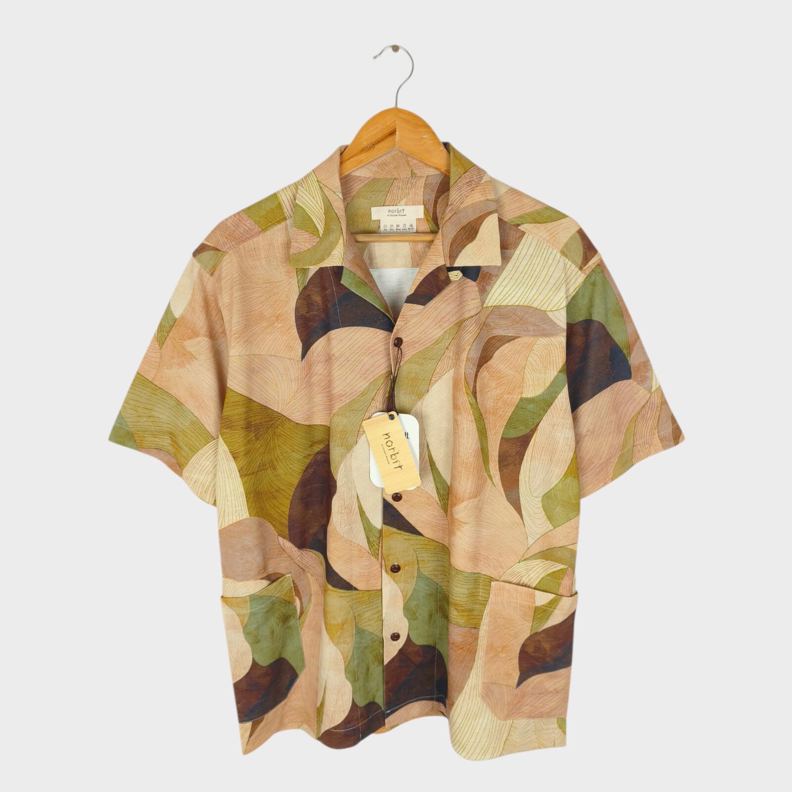 NORBIT BY HIROSHI NOZAWA Men's Leaf Camo Aloha Shirt