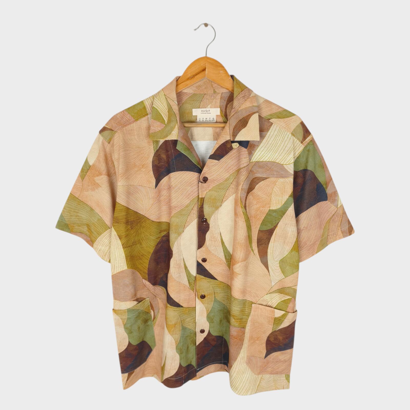 NORBIT BY HIROSHI NOZAWA Men's Leaf Camo Aloha Shirt