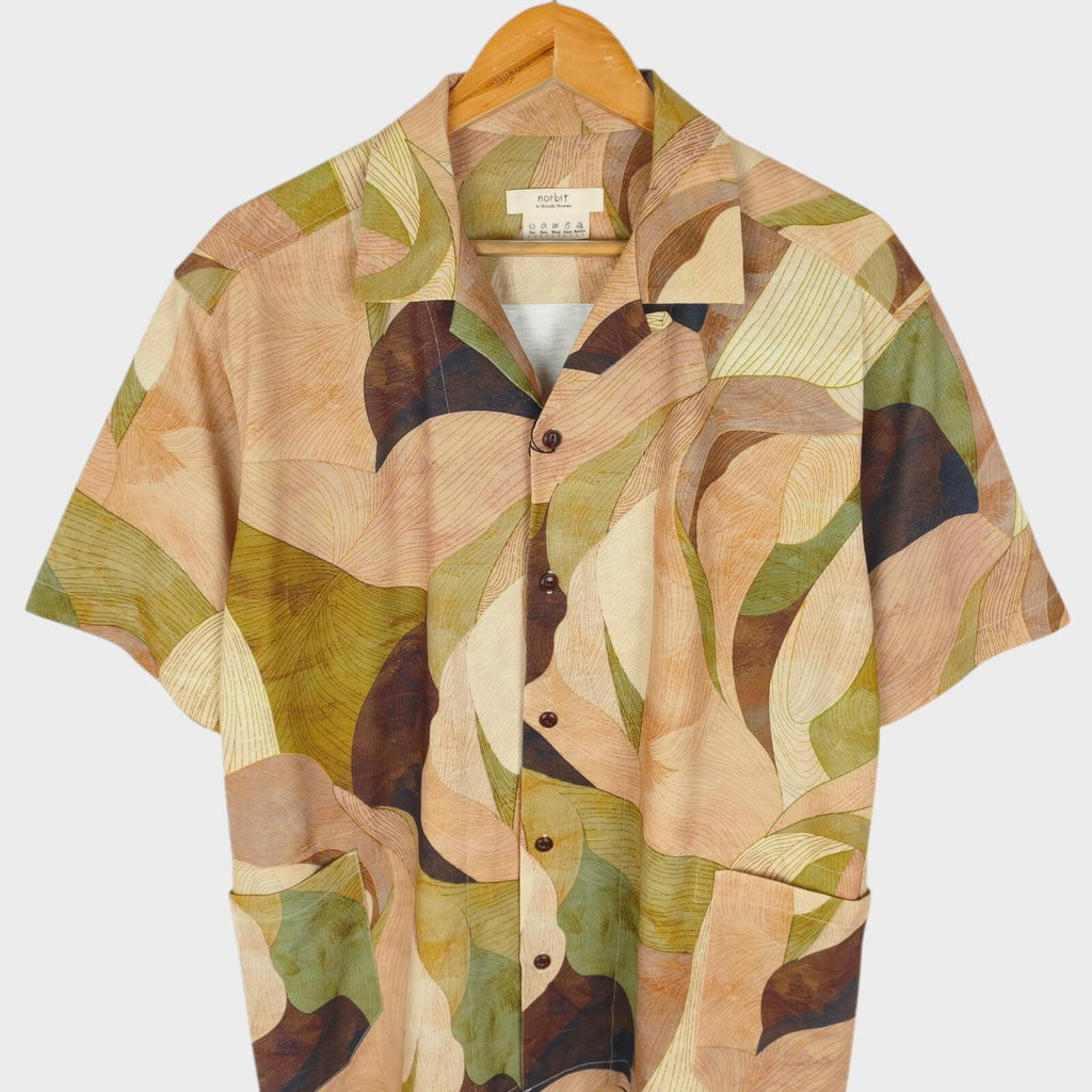 NORBIT BY HIROSHI NOZAWA Men's Leaf Camo Aloha Shirt