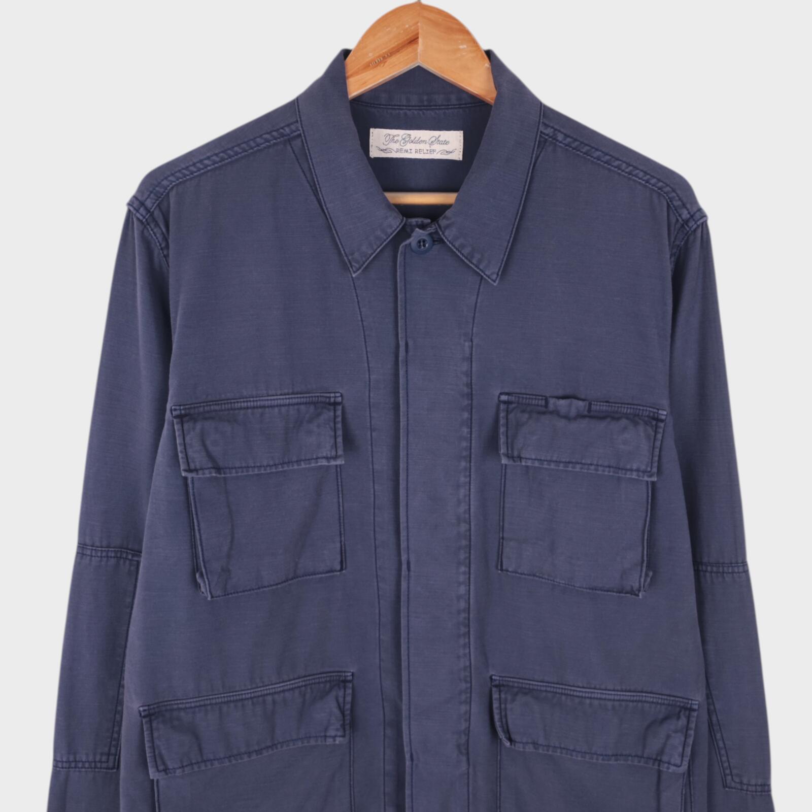 REMI RELIEF Men's Made in Japan Blue Garment Dyed Military BDU Jacket