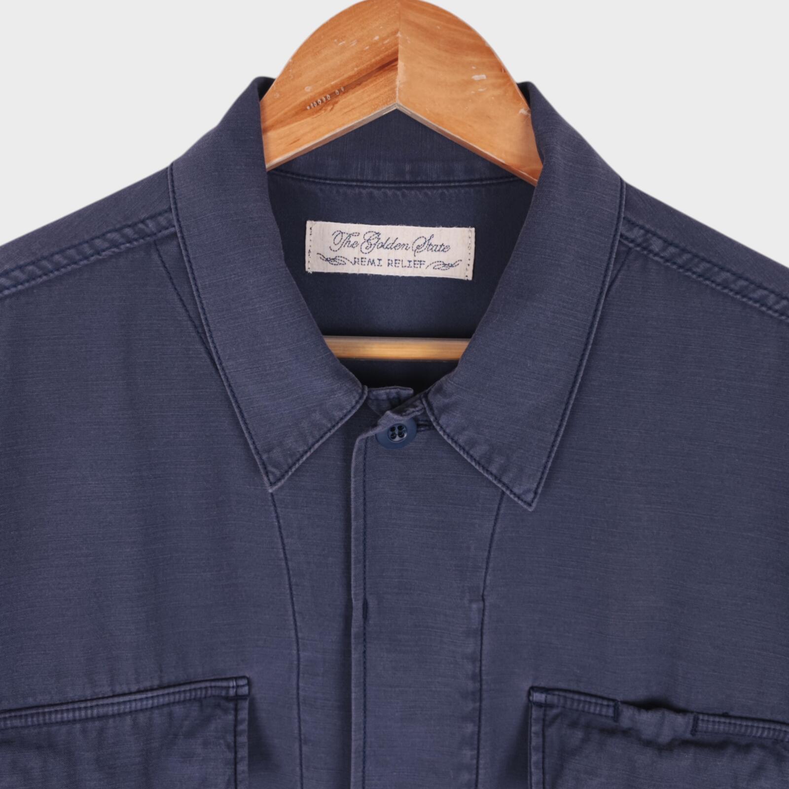 REMI RELIEF Men's Made in Japan Blue Garment Dyed Military BDU Jacket