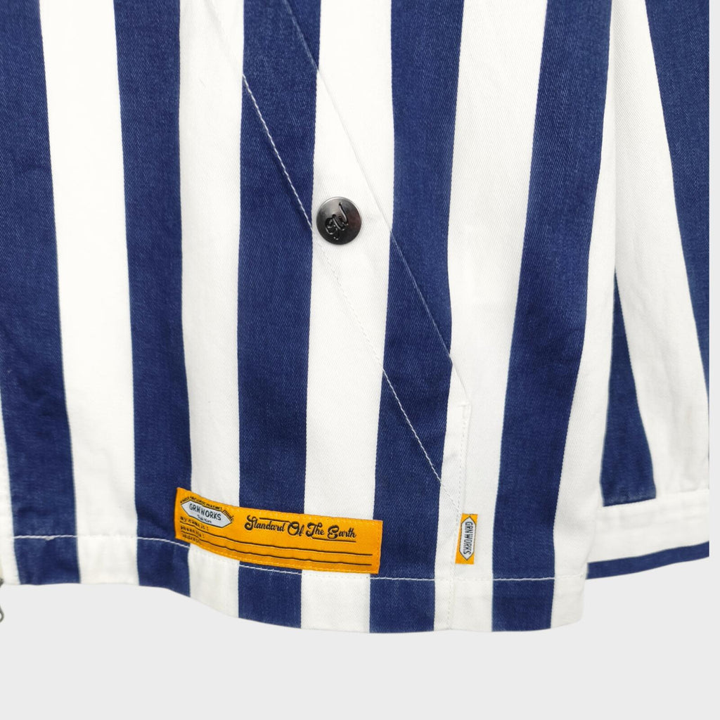 GRN OUTDOOR Japan Men's Navy/White Striped Hooded Jacket