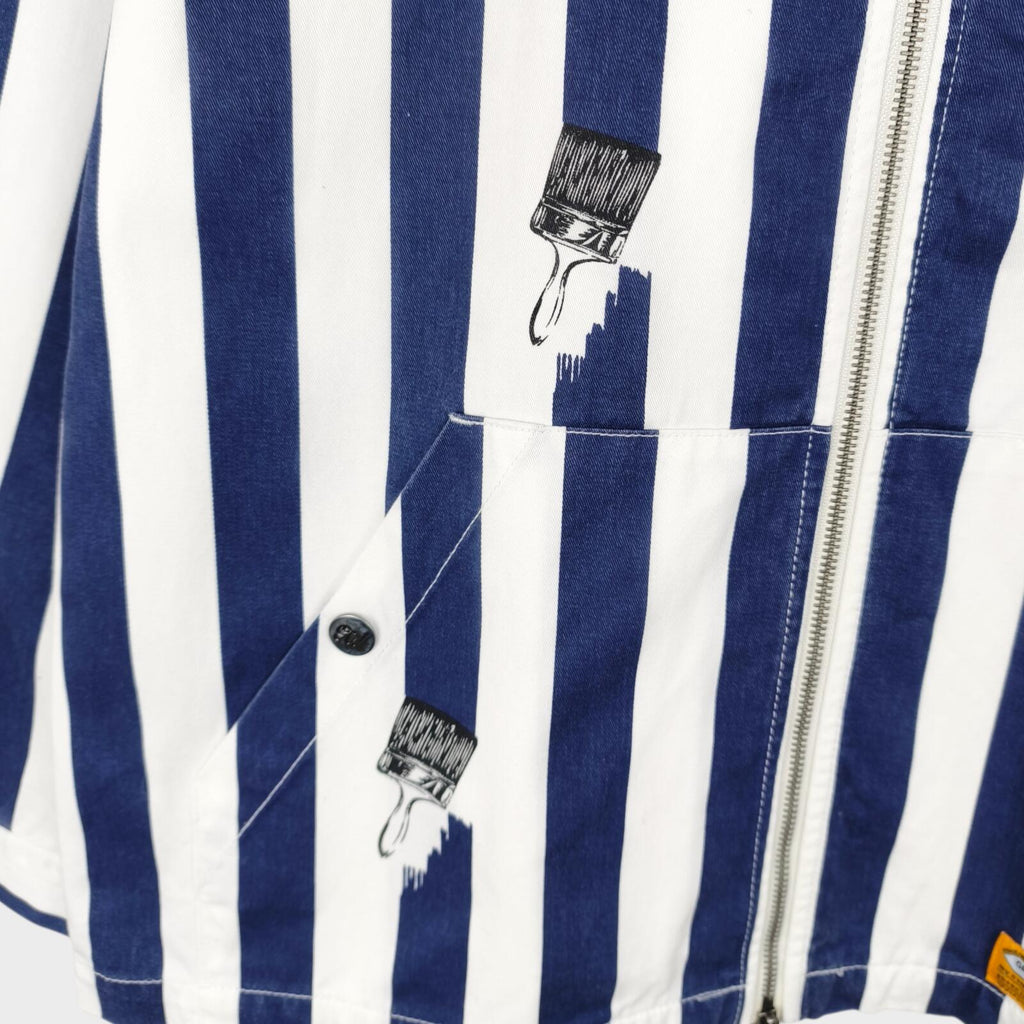 GRN OUTDOOR Japan Men's Navy/White Striped Hooded Jacket
