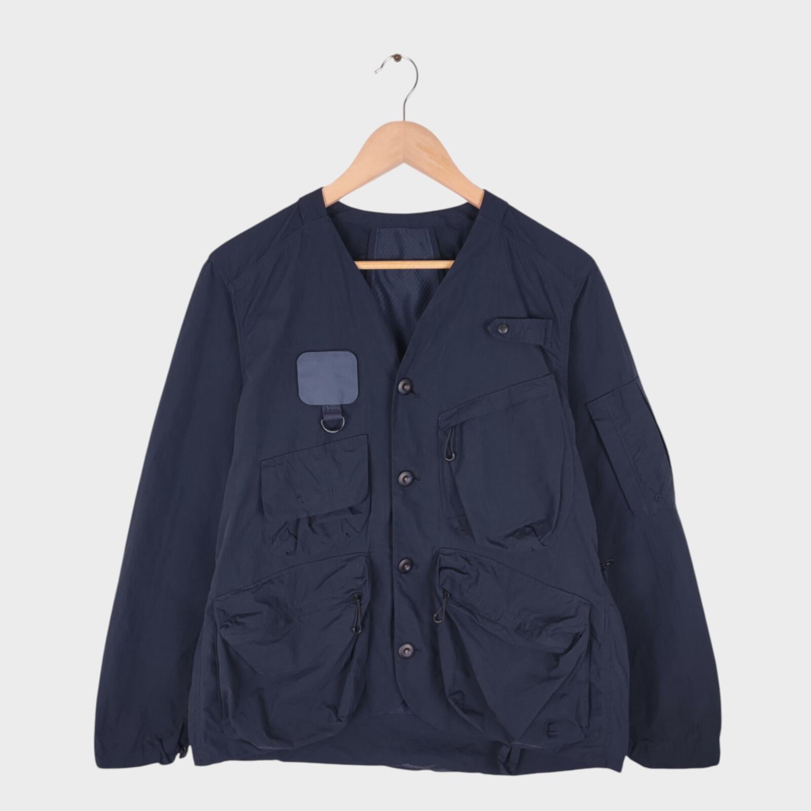 NORBIT BY HIROSHI NOZAWA Men's Navy Blue Nylon Utility Field Parka Jacket