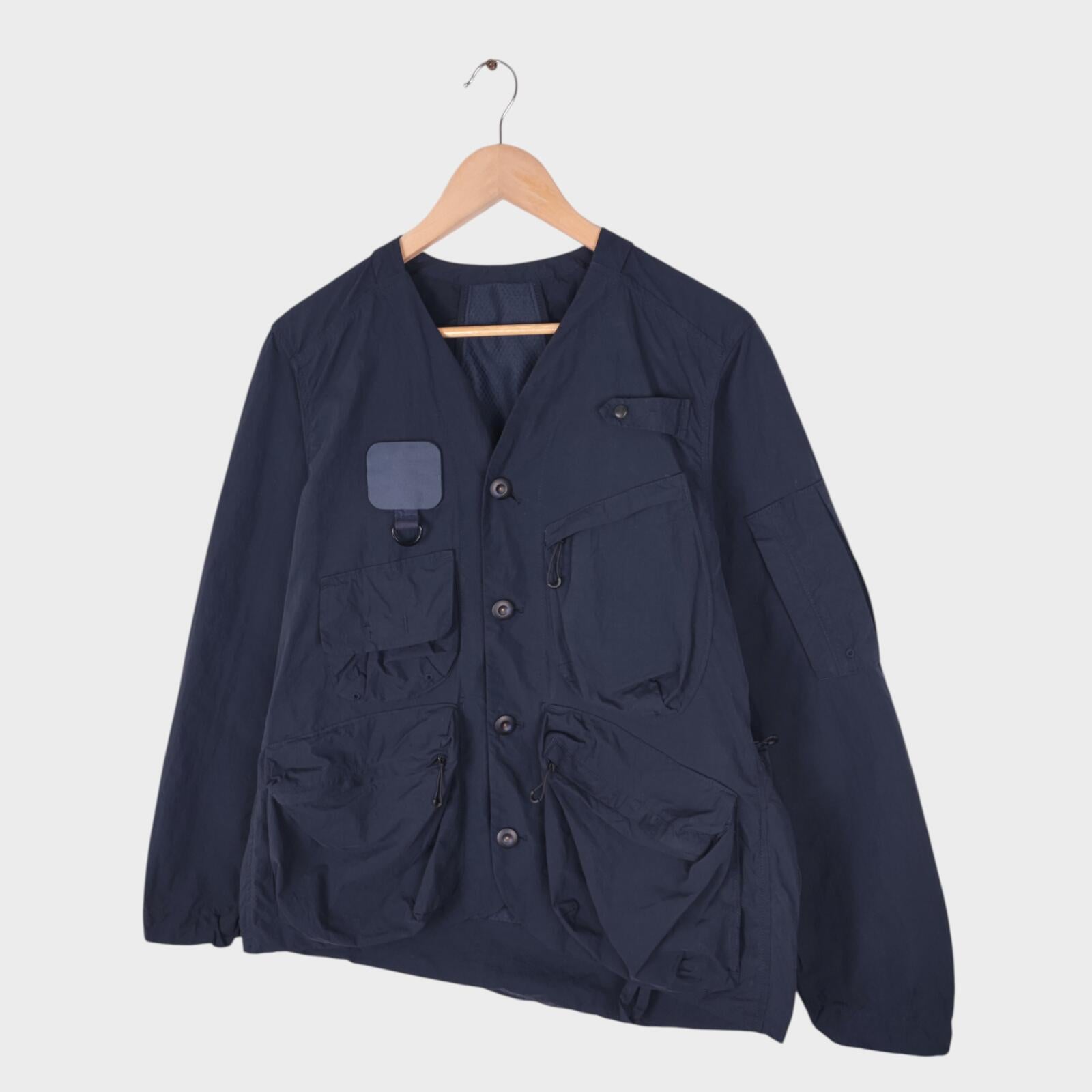 NORBIT BY HIROSHI NOZAWA Men's Navy Blue Nylon Utility Field Parka Jacket