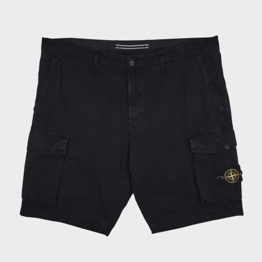 STONE ISLAND Men's Black Garment Dyed Detachable Badge Cargo Shorts