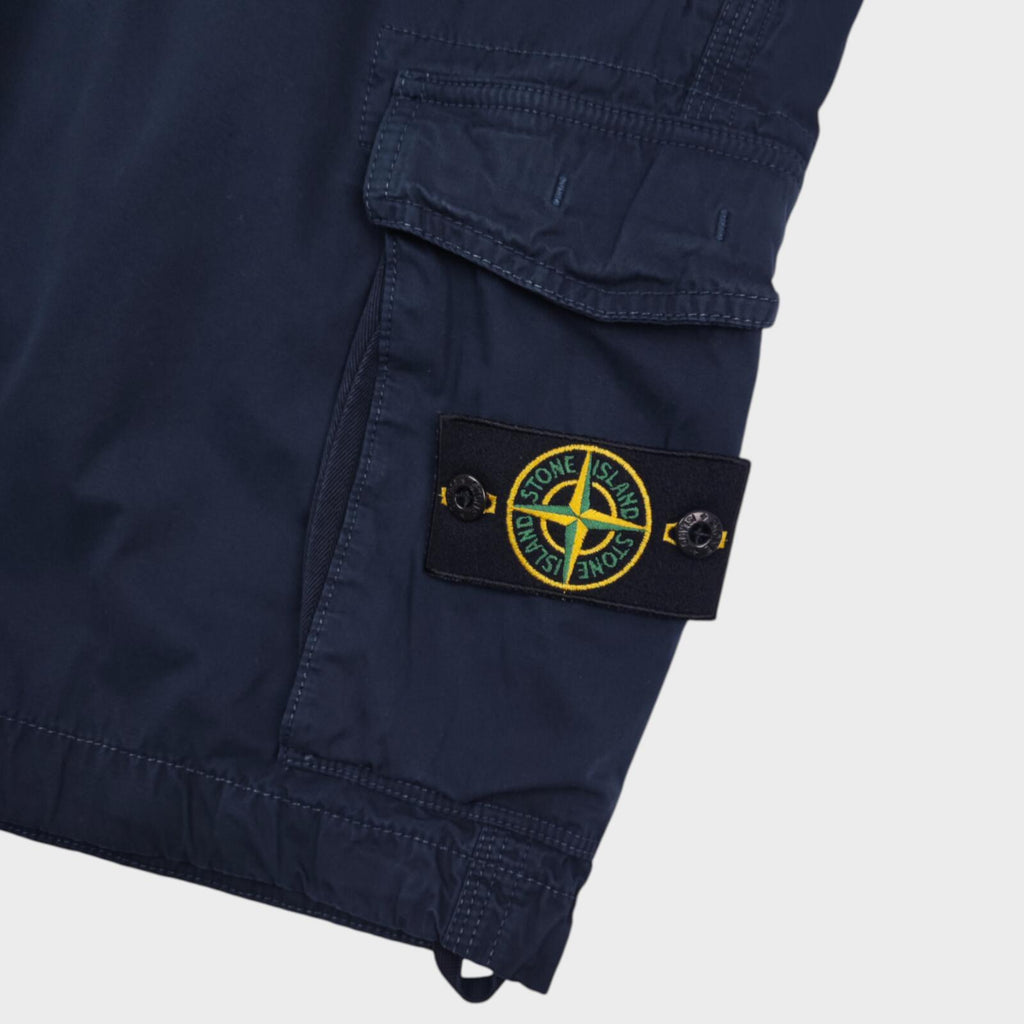 STONE ISLAND Men's Navy Blue Garment Dyed Detachable Badge Cargo Shorts