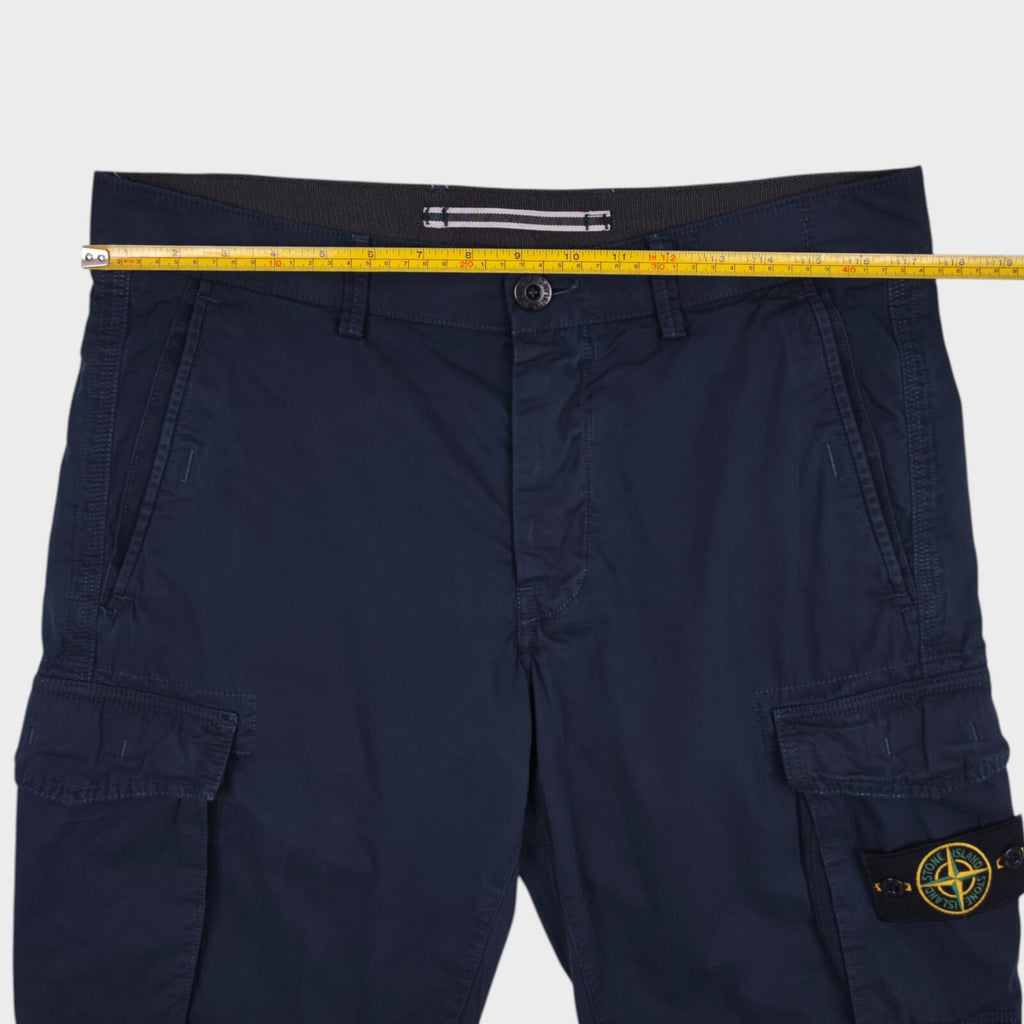 STONE ISLAND Men's Navy Blue Garment Dyed Detachable Badge Cargo Shorts