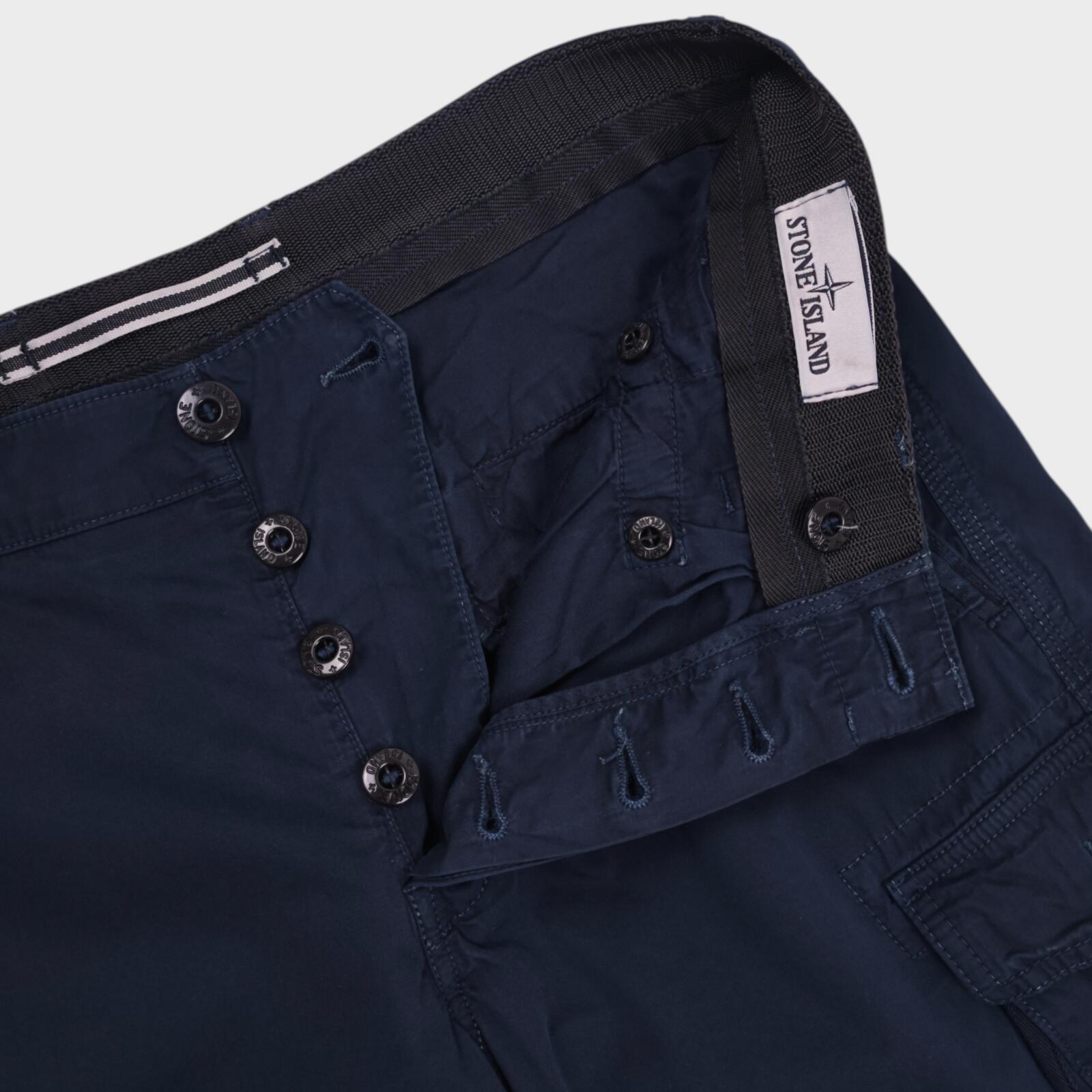 STONE ISLAND Men's Navy Blue Garment Dyed Detachable Badge Cargo Shorts