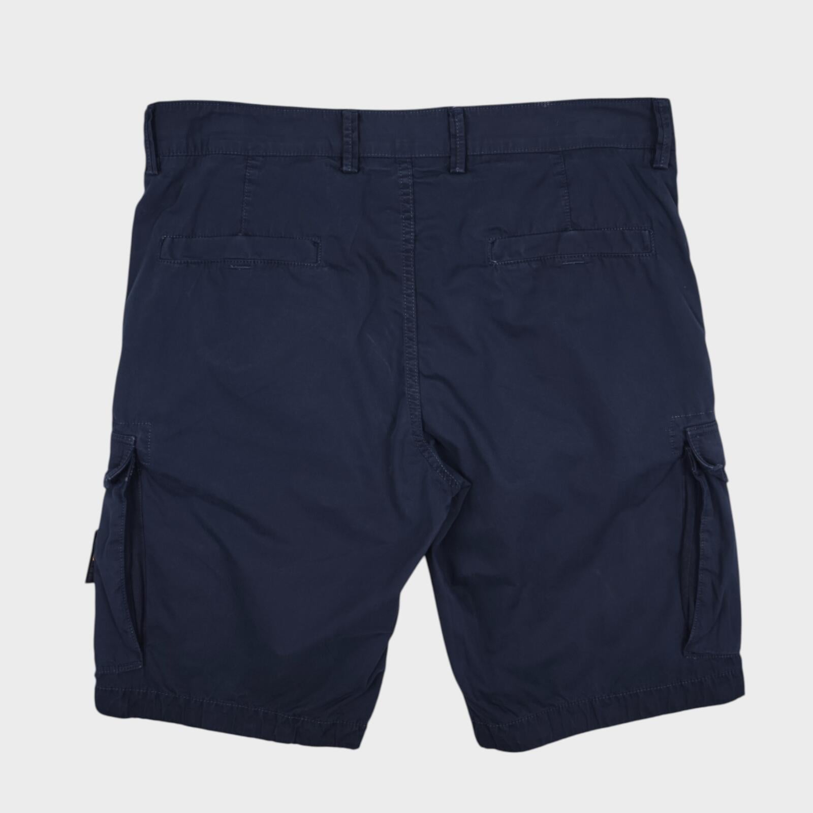 STONE ISLAND Men's Navy Blue Garment Dyed Detachable Badge Cargo Shorts