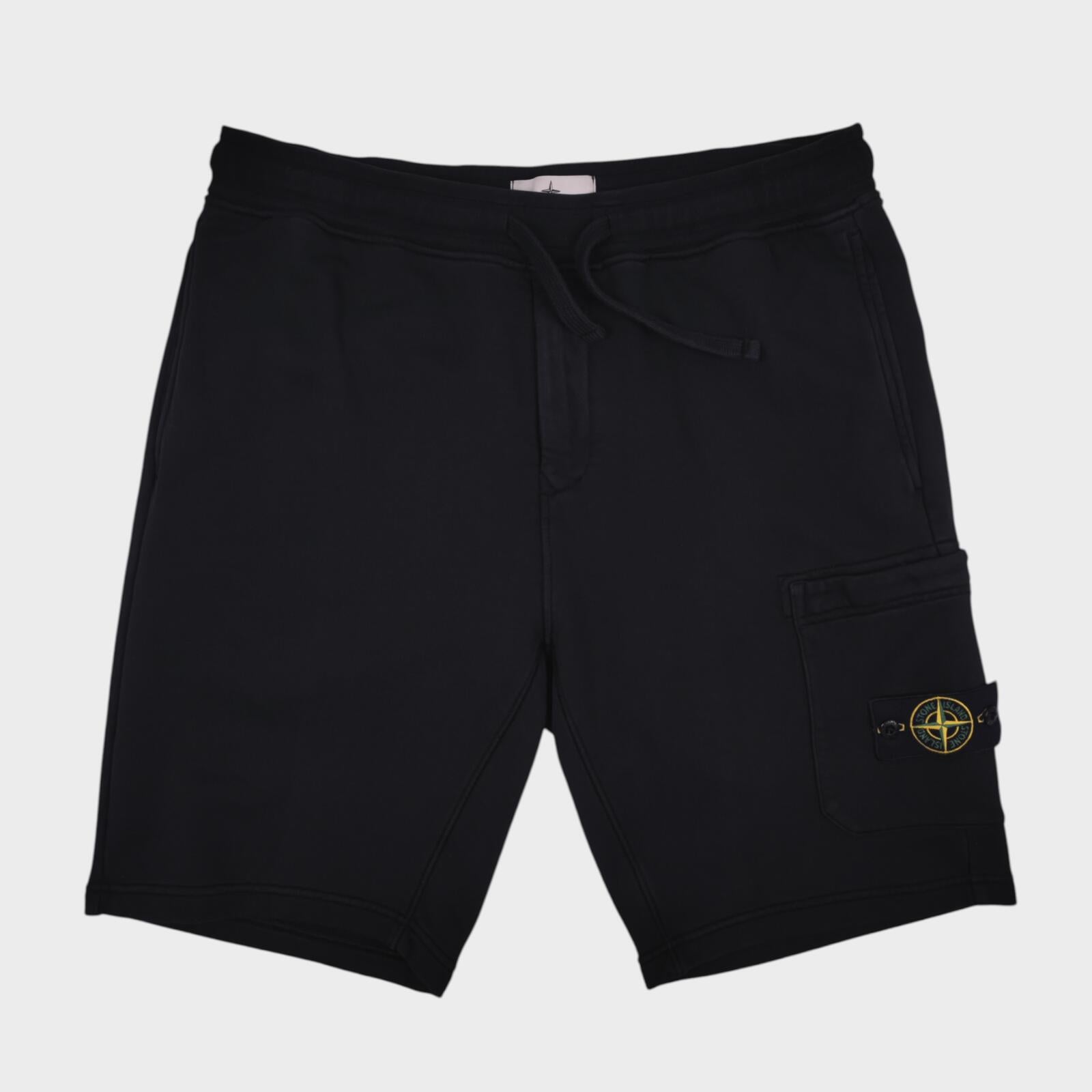STONE ISLAND Men's Black Compass Badge Sweat Shorts