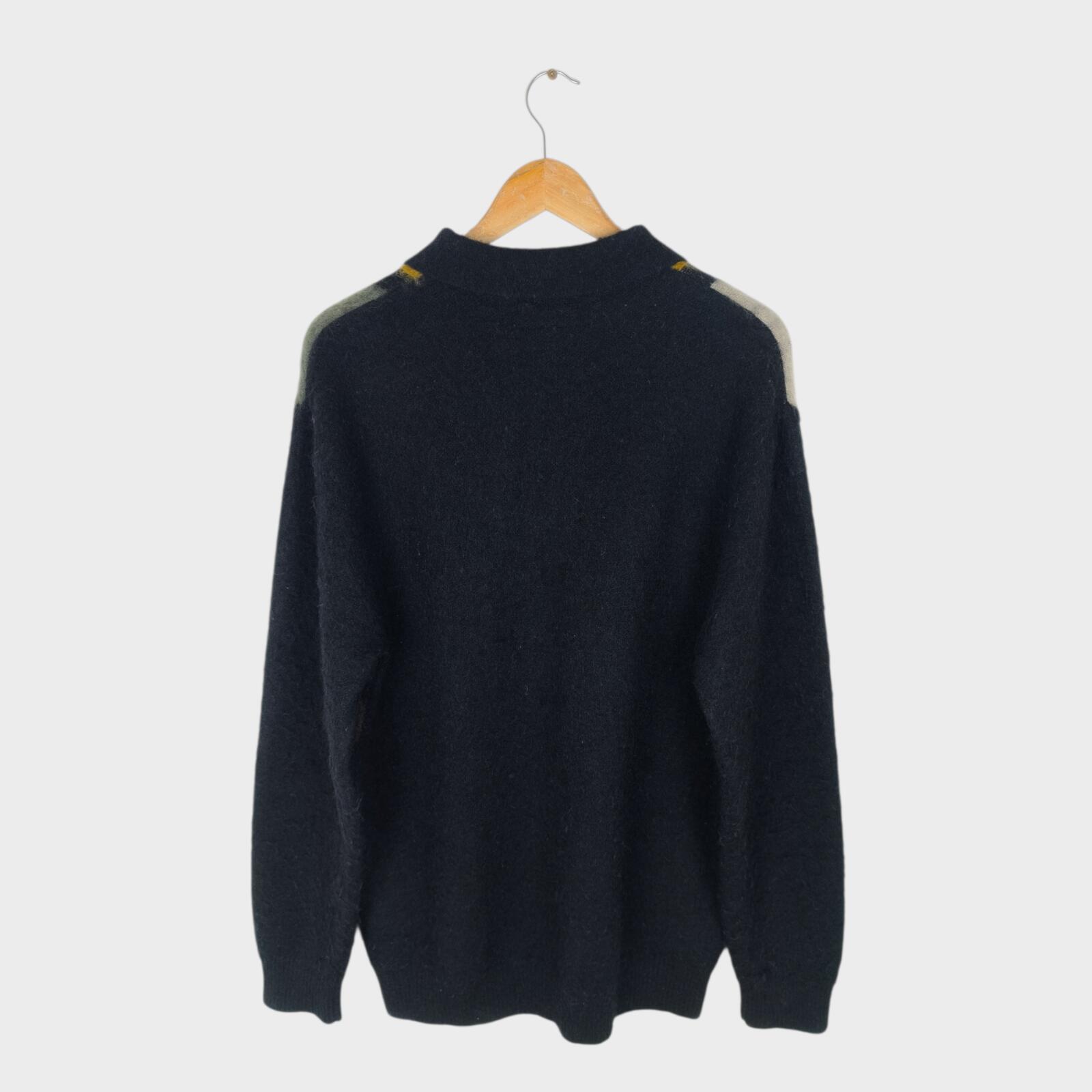 BEAMS PLUS Men's 9 Gauge Shaggy Mohair Blend Polo Shirt Jumper