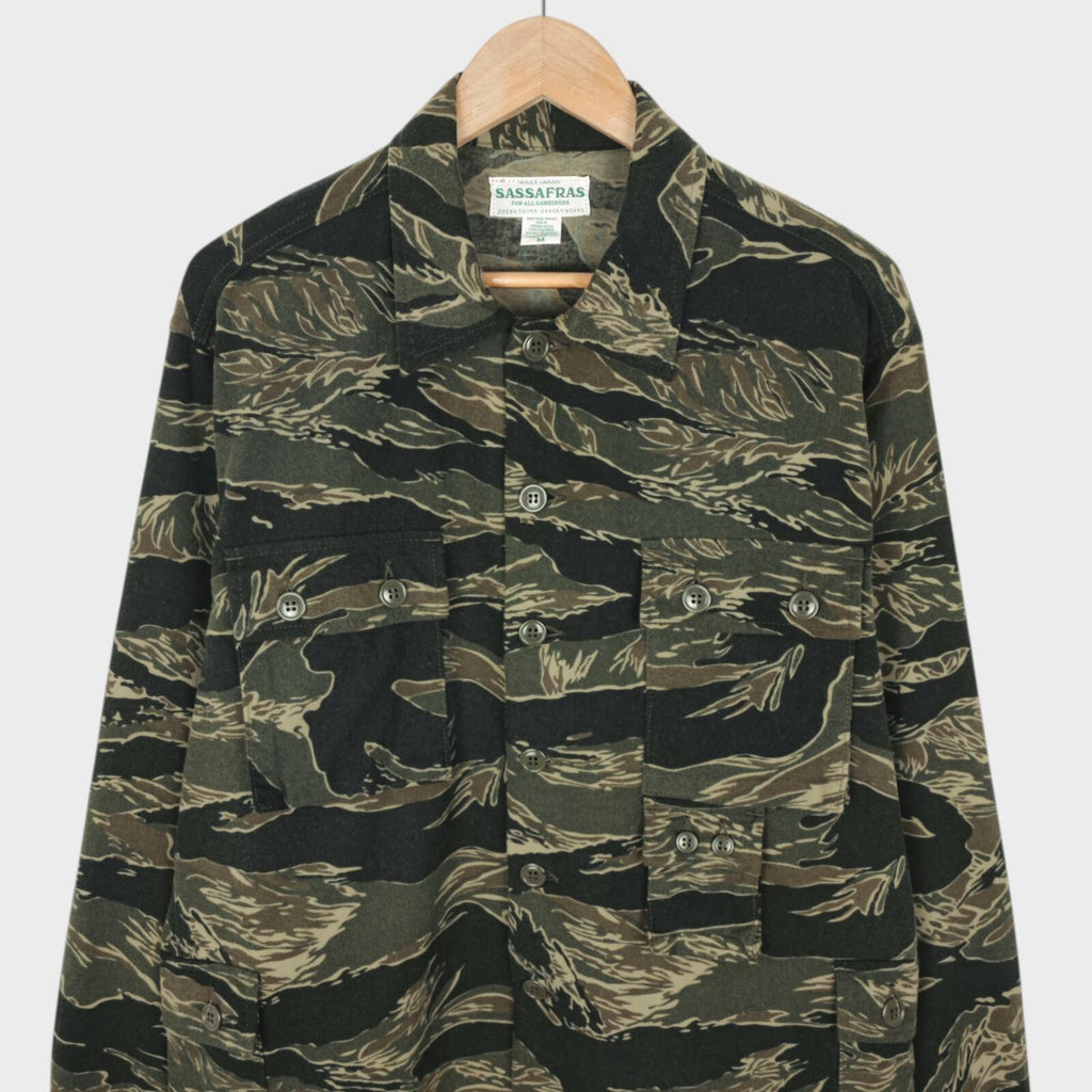 SASSAFRAS Men's Made in Japan Brushed Flannel Camo G.D.U. Military Jacket