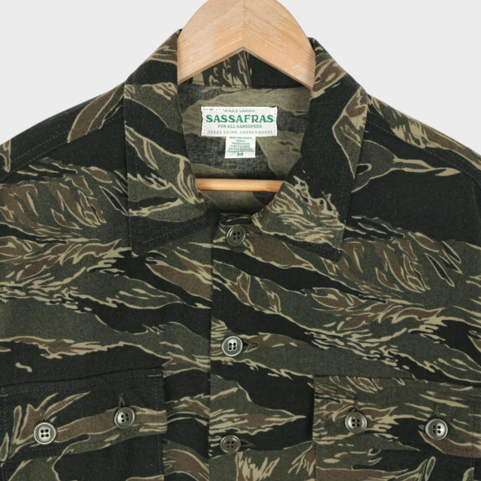 SASSAFRAS Men's Made in Japan Brushed Flannel Camo G.D.U. Military Jacket