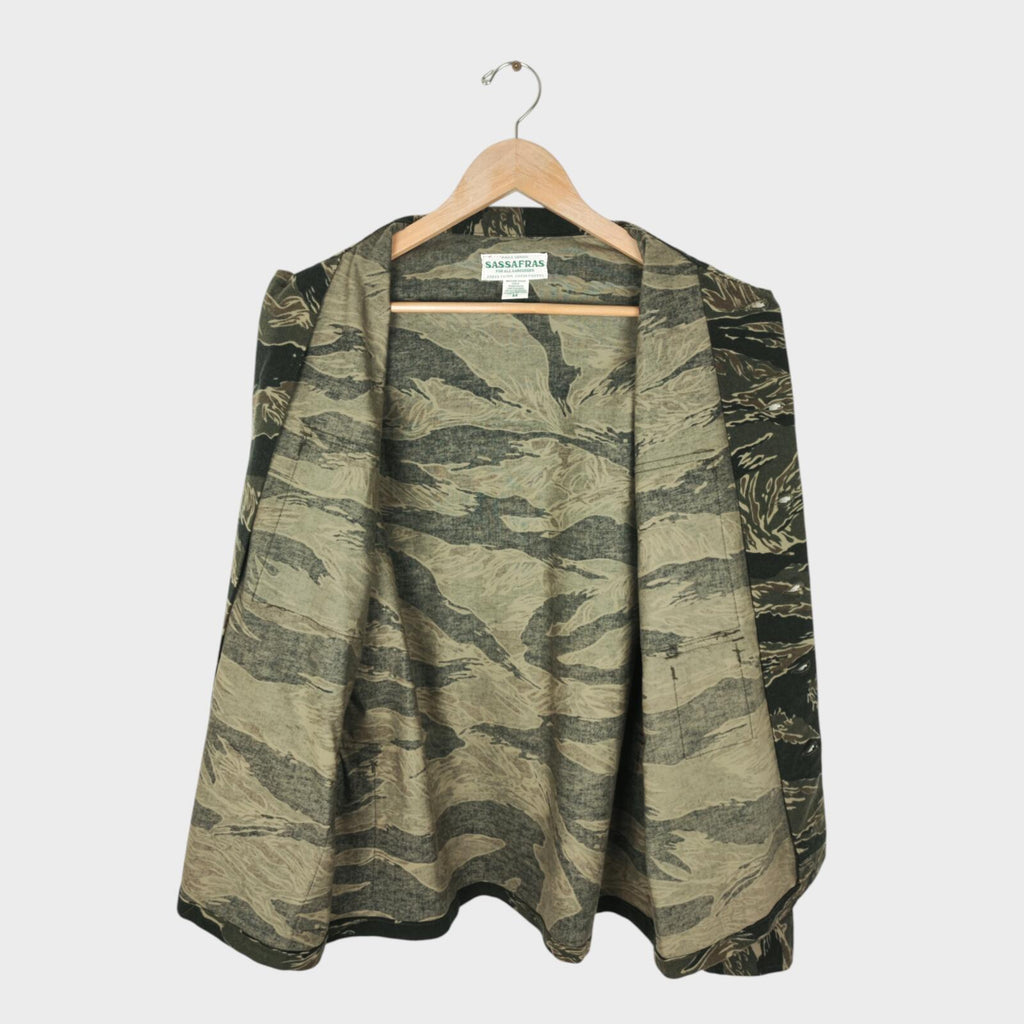 SASSAFRAS Men's Made in Japan Brushed Flannel Camo G.D.U. Military Jacket