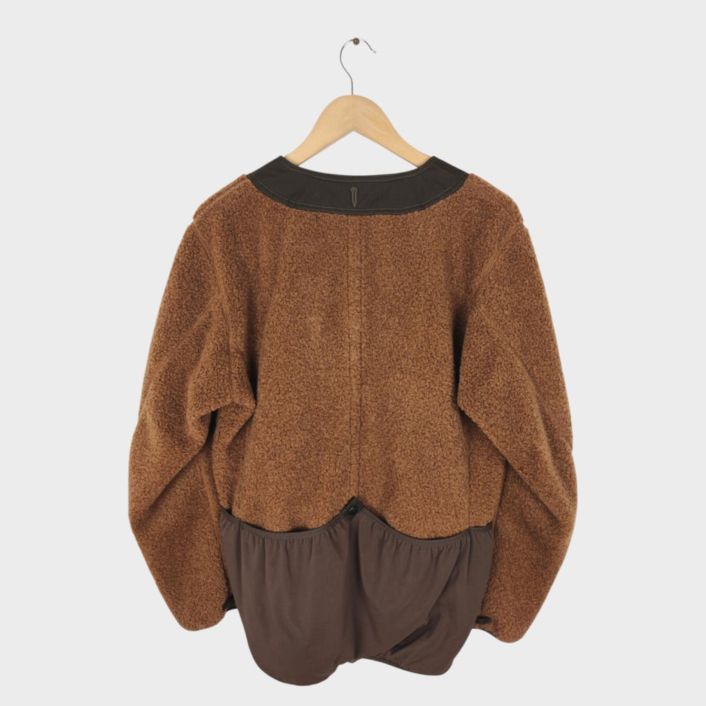 NORBIT BY HIROSHI NOZAWA Men's Brown Reversible Wool Blend Boa Fleece Jacket