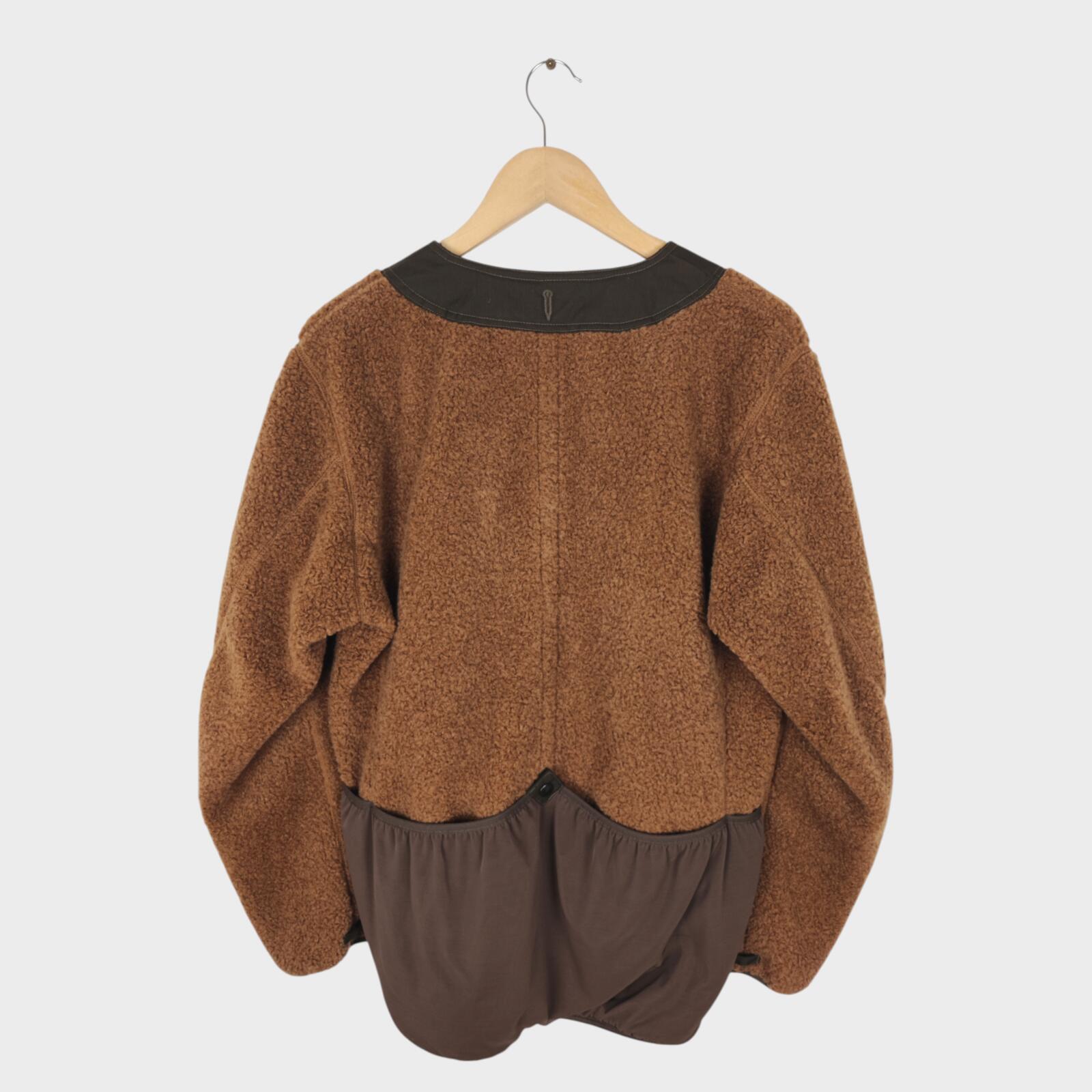 NORBIT BY HIROSHI NOZAWA Men's Brown Reversible Wool Blend Boa Fleece Jacket