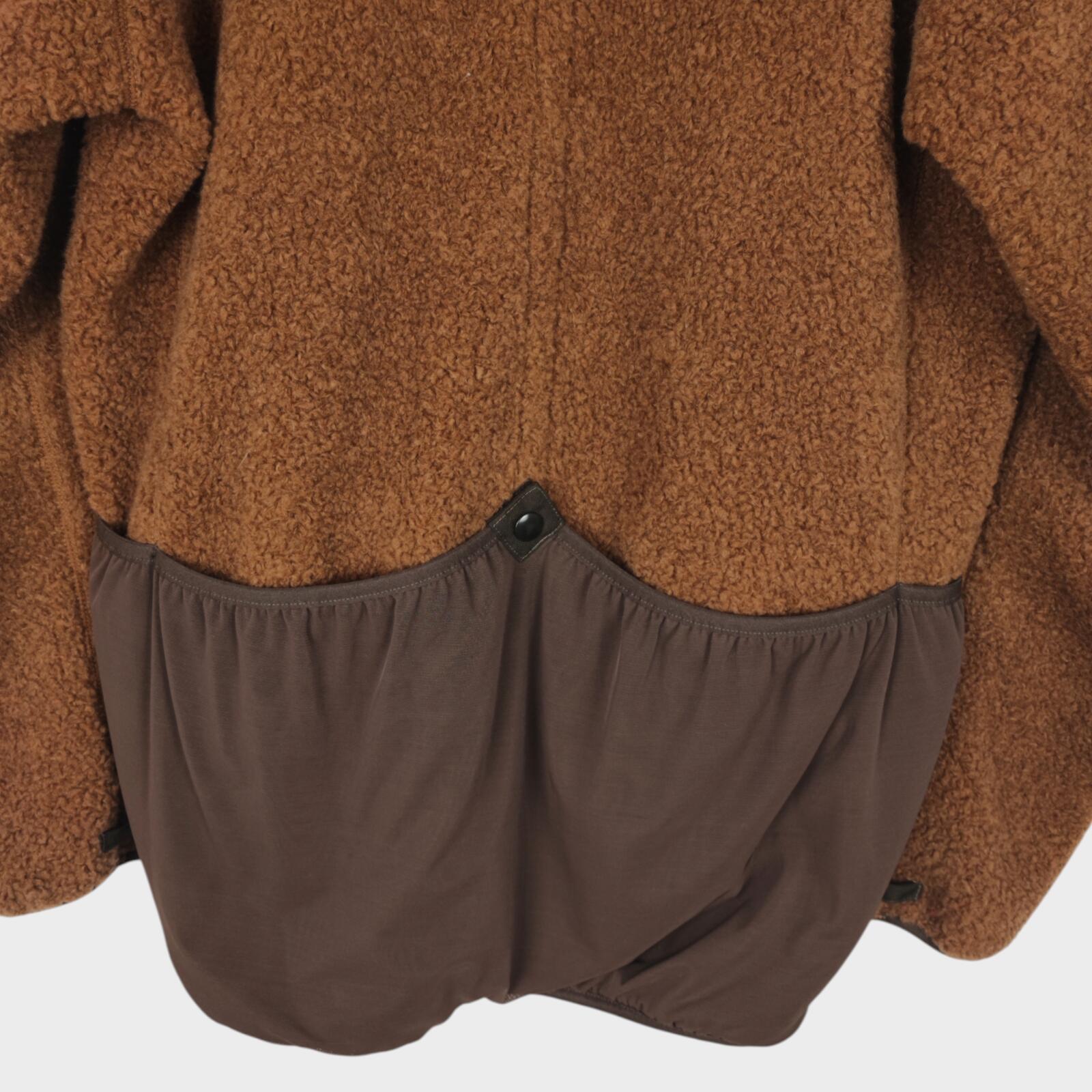 NORBIT BY HIROSHI NOZAWA Men's Brown Reversible Wool Blend Boa Fleece Jacket