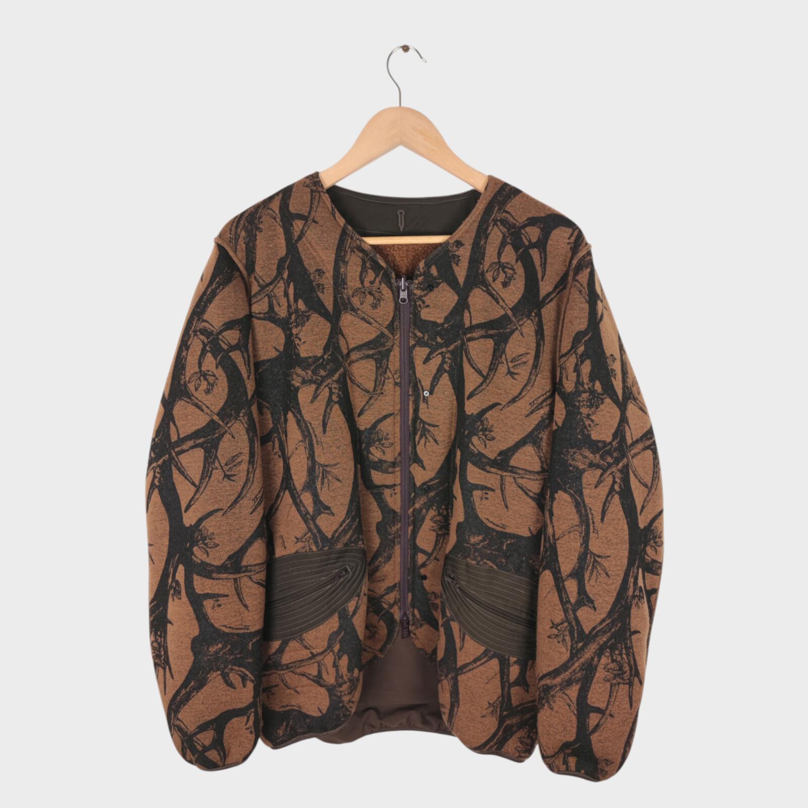 NORBIT BY HIROSHI NOZAWA Men's Brown Reversible Wool Blend Boa Fleece Jacket