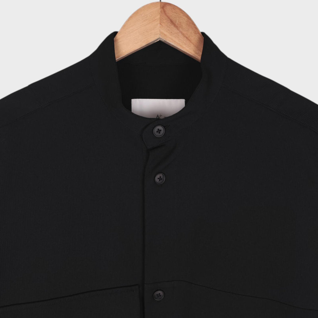 A+ TOKYO Men's Black Made in Japan Multi Pocket Utility Overshirt Jacket