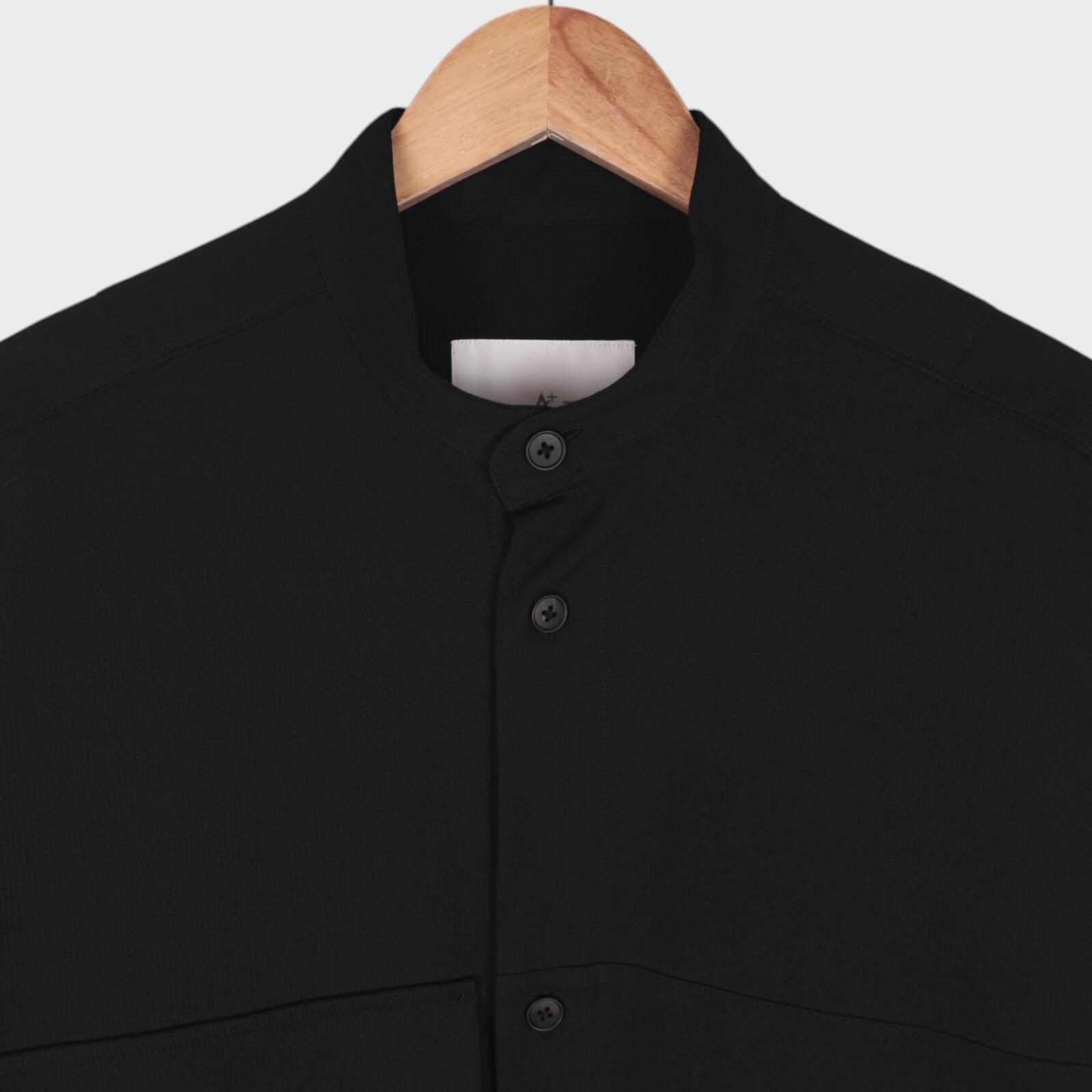 A+ TOKYO Men's Black Made in Japan Multi Pocket Utility Overshirt Jacket