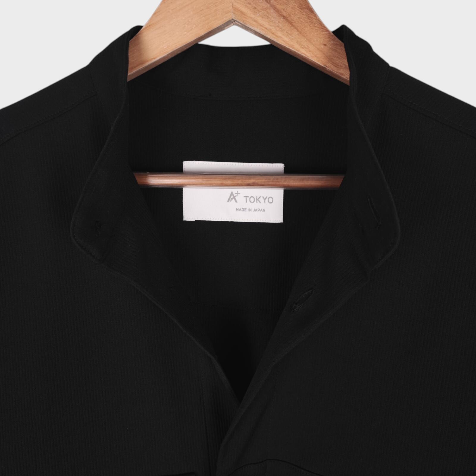 A+ TOKYO Men's Black Made in Japan Multi Pocket Utility Overshirt Jacket