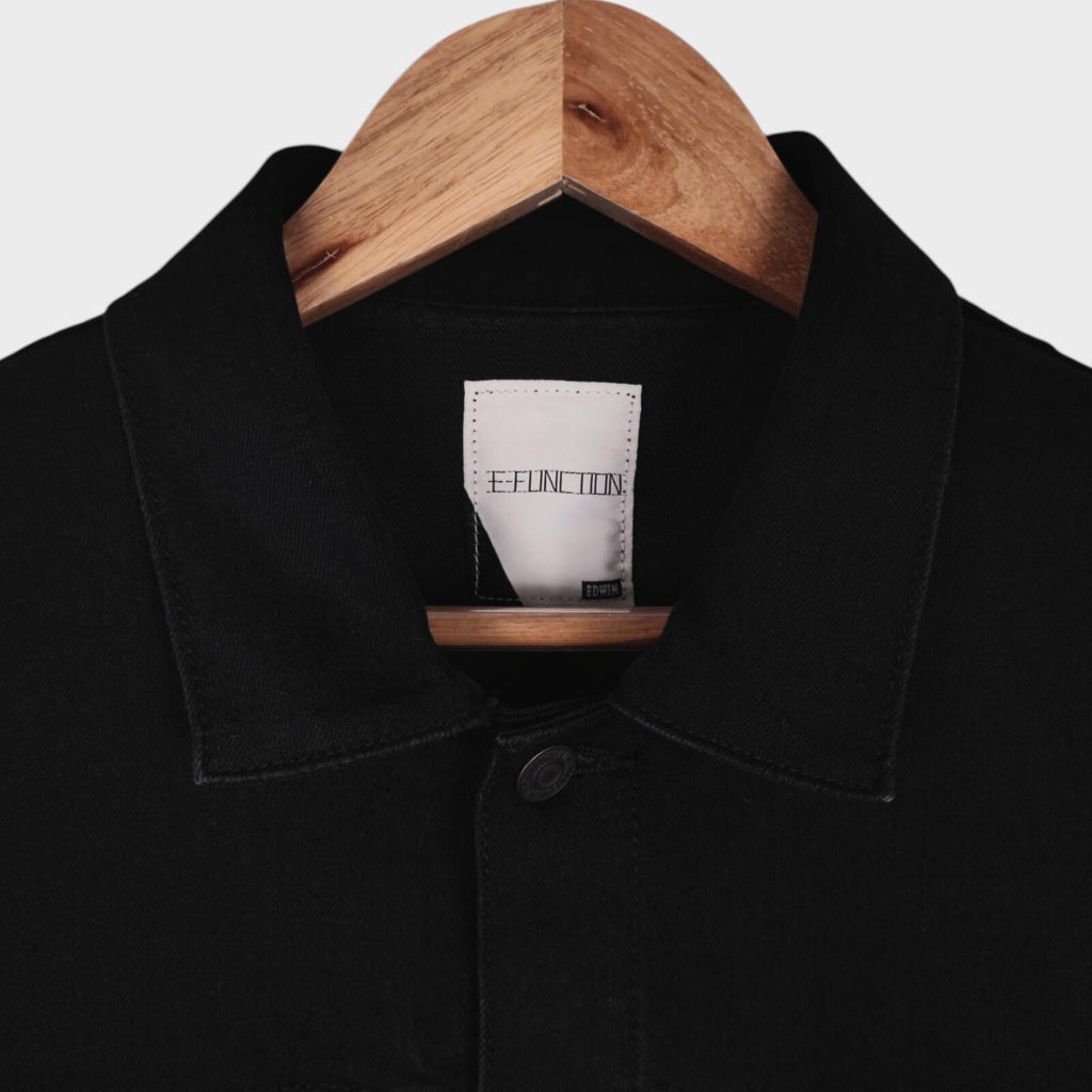 EDWIN Japan Men's Black Denim E-Function Trucker Jacket