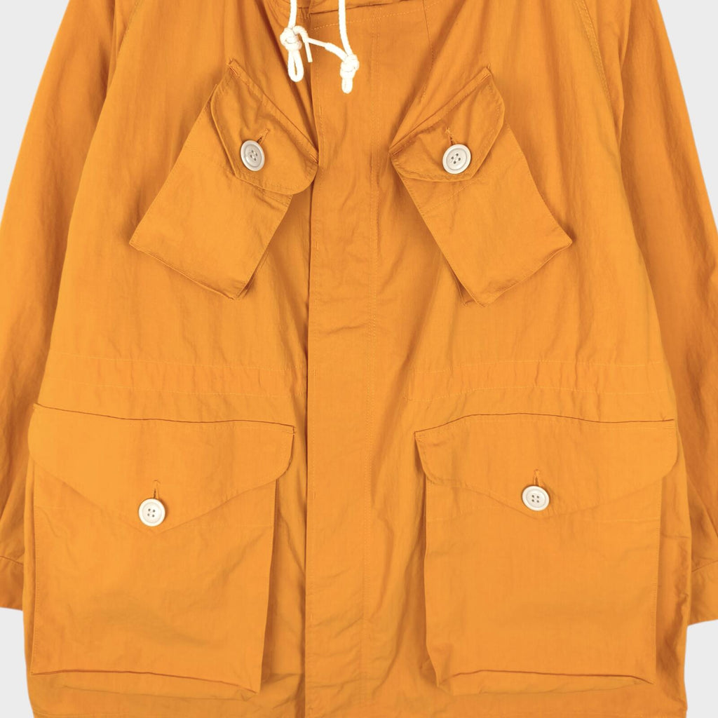 H.UNIT Men's Made in Japan Orange Nylon Combat Mountain Parka Jacket