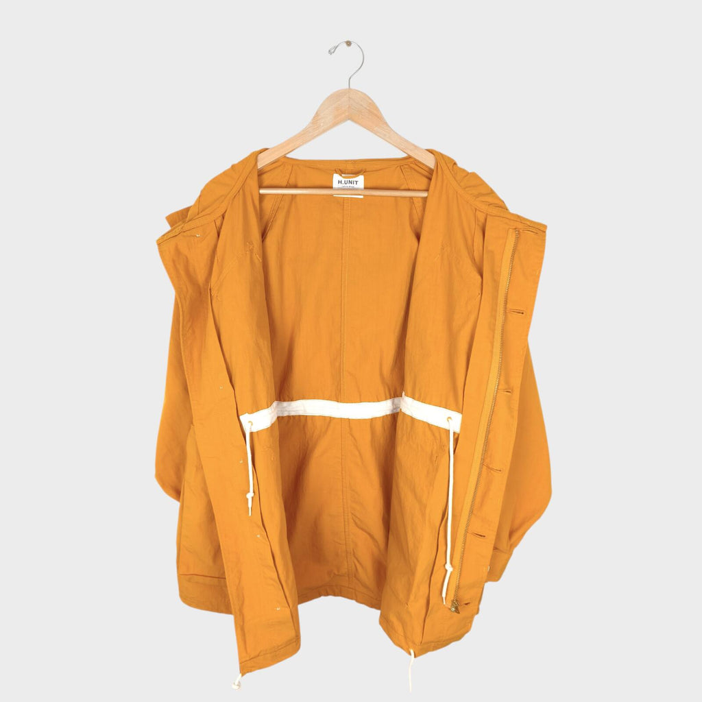 H.UNIT Men's Made in Japan Orange Nylon Combat Mountain Parka Jacket