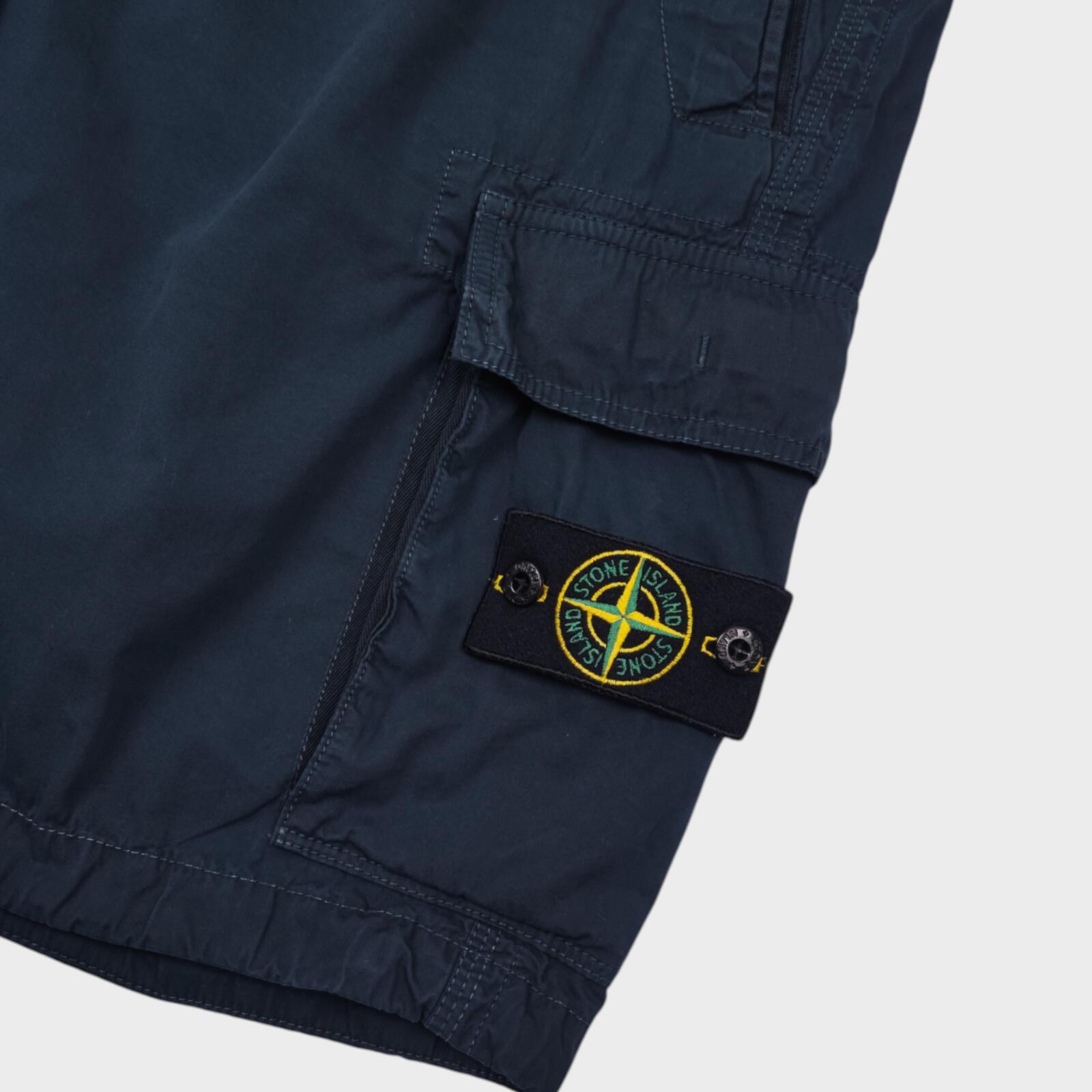 STONE ISLAND Men's Navy Blue Garment Dyed Detachable Badge Cargo Shorts