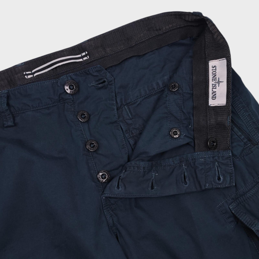 STONE ISLAND Men's Navy Blue Garment Dyed Detachable Badge Cargo Shorts