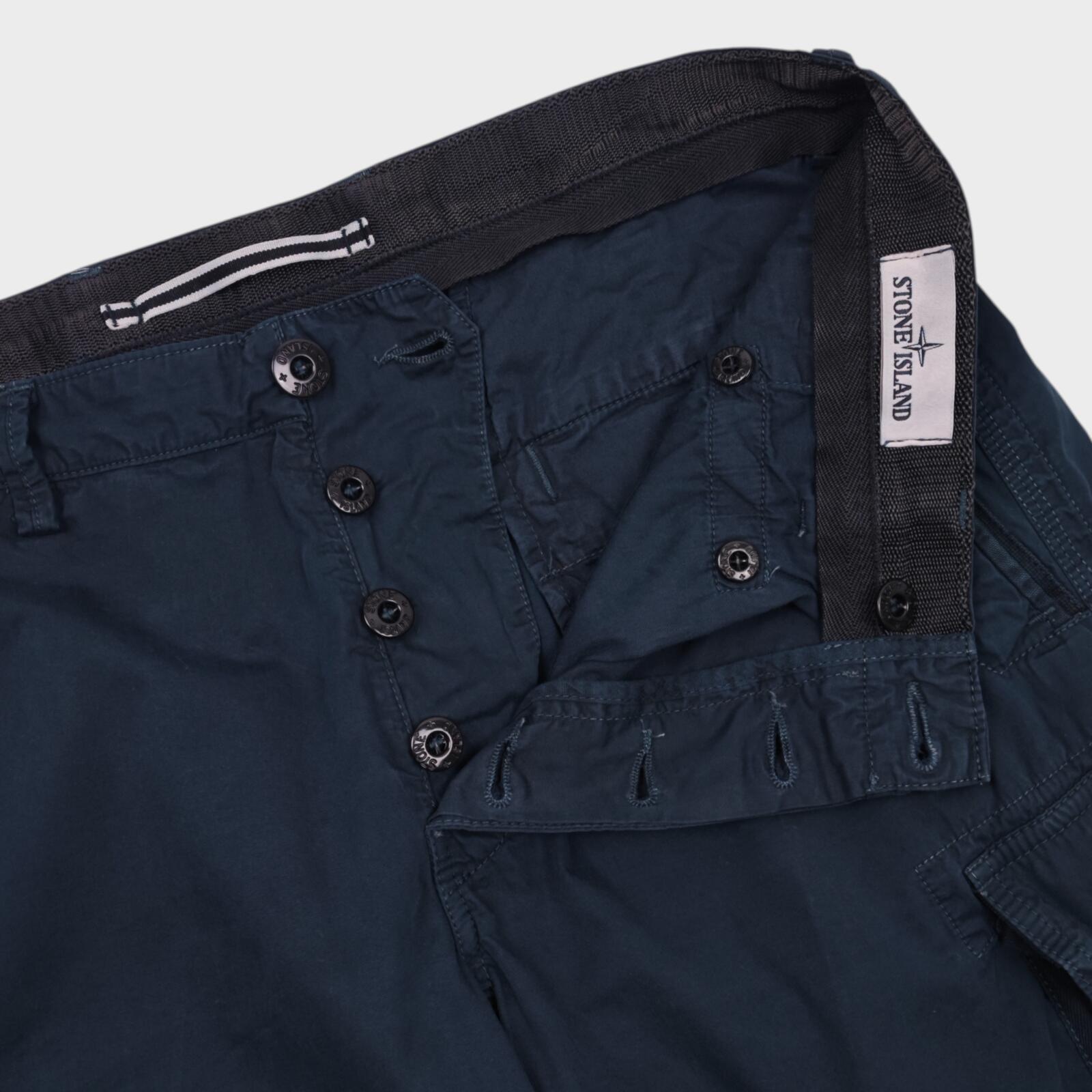 STONE ISLAND Men's Navy Blue Garment Dyed Detachable Badge Cargo Shorts
