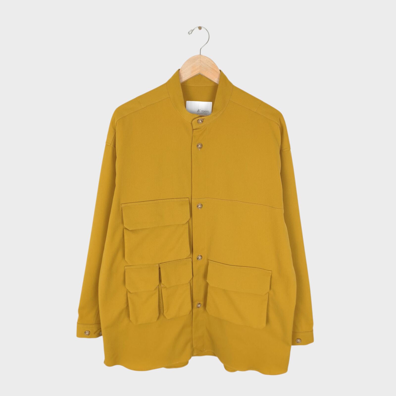 A+ TOKYO Men's Yellow Made in Japan Multi Pocket Utility Overshirt Jacket