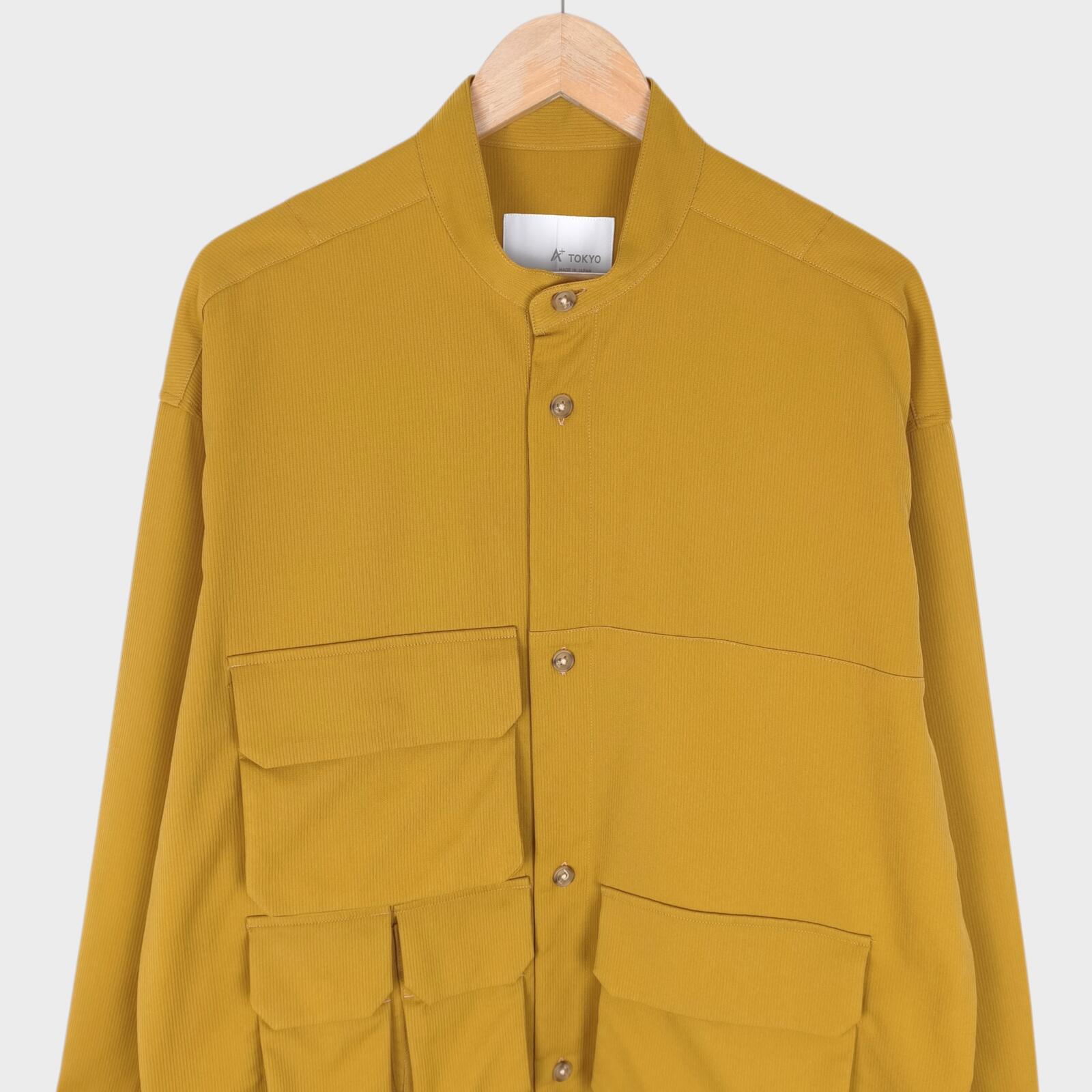 A+ TOKYO Men's Yellow Made in Japan Multi Pocket Utility Overshirt Jacket