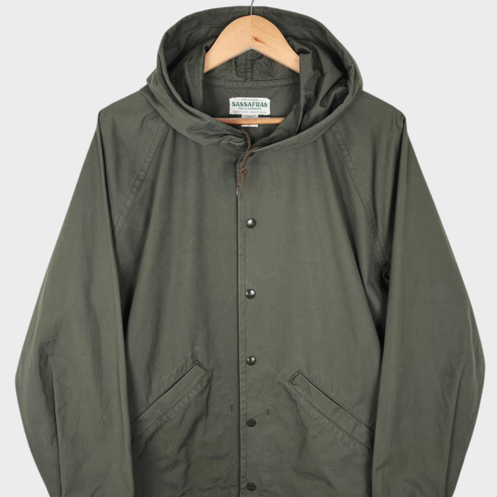 SASSAFRAS Men's Made in Japan Green 100% Cotton Bud Breaker Jacket