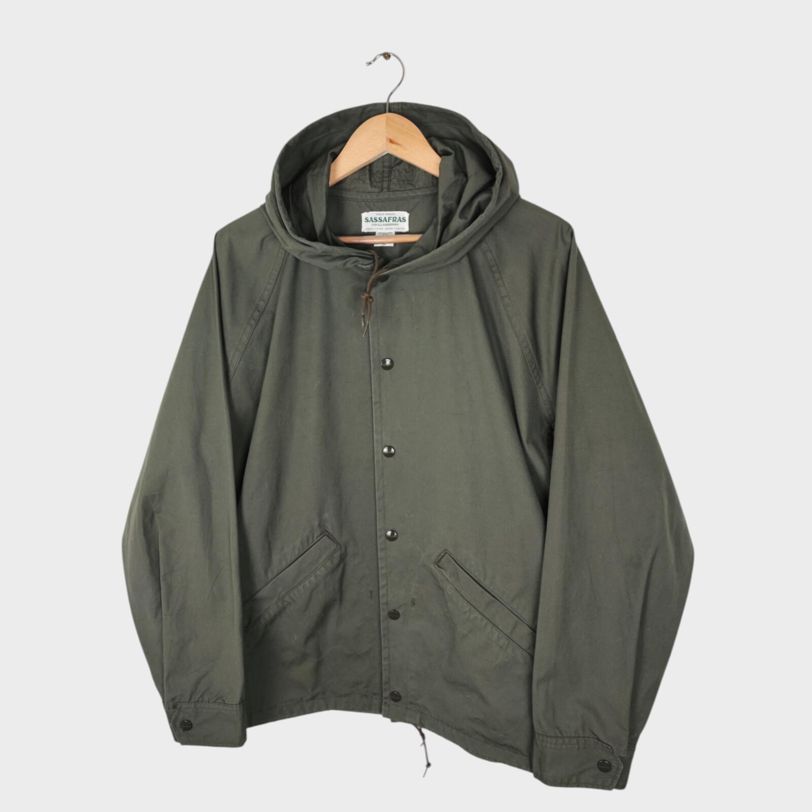 SASSAFRAS Men's Made in Japan Green 100% Cotton Bud Breaker Jacket