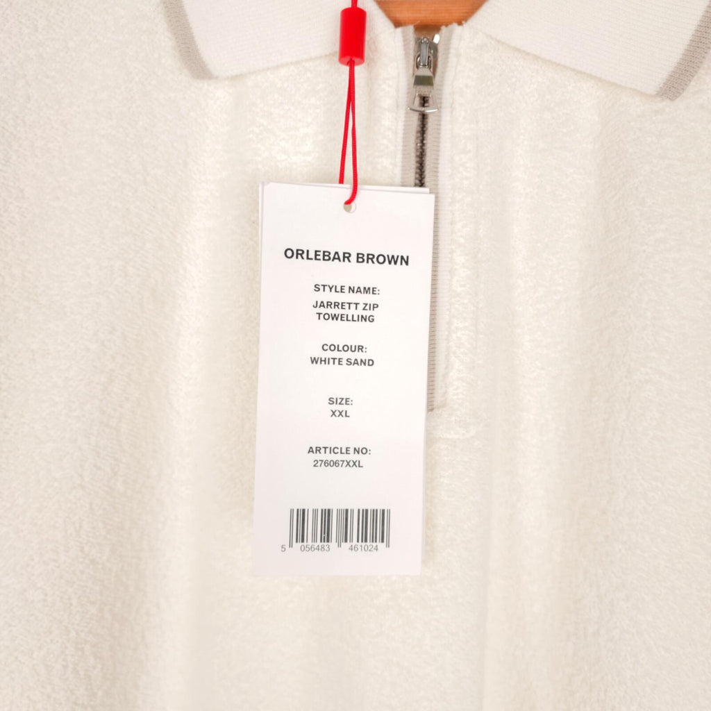 ORLEBAR BROWN Men's White Sand Jarrett Zip Towelling Polo Shirt