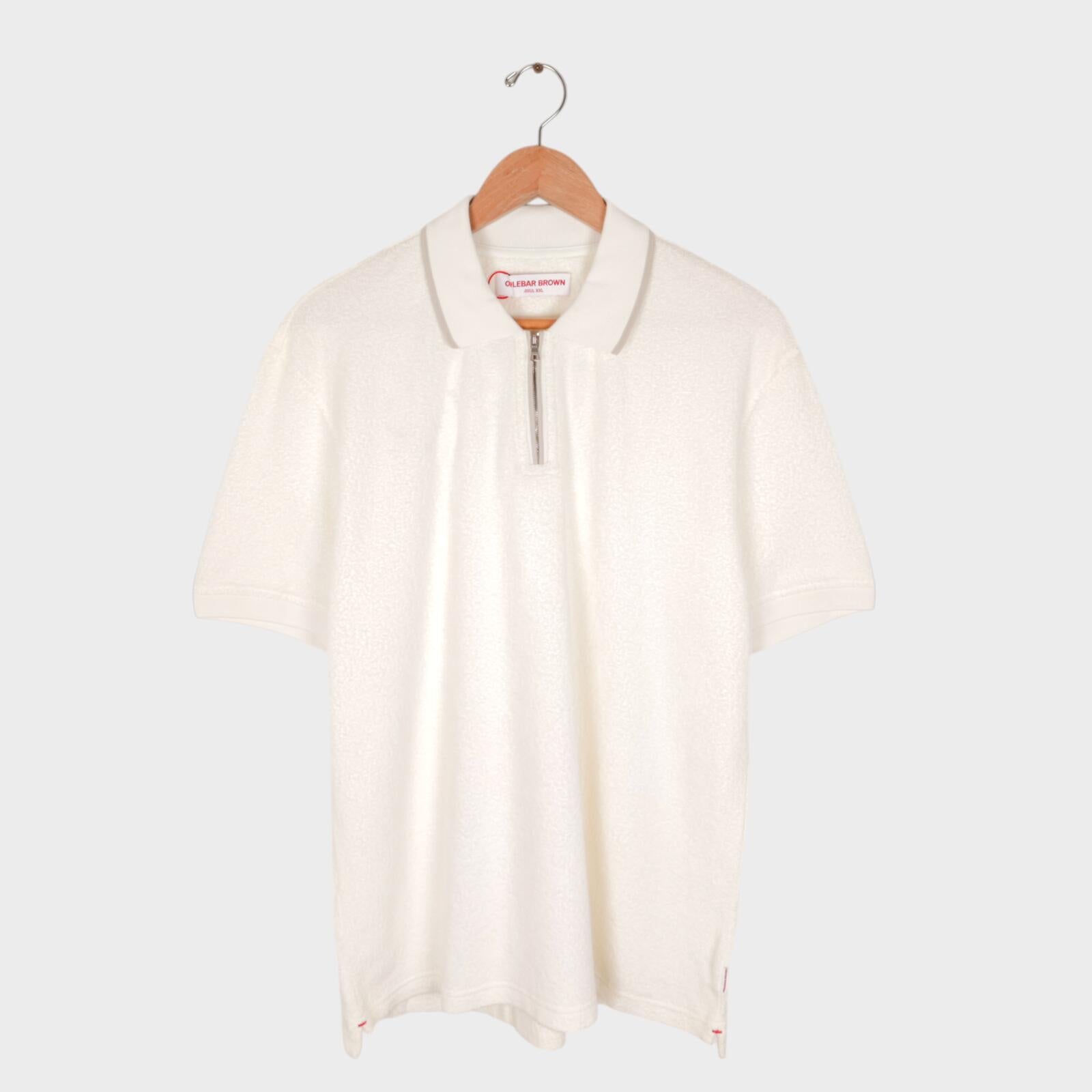 ORLEBAR BROWN Men's White Sand Jarrett Zip Towelling Polo Shirt