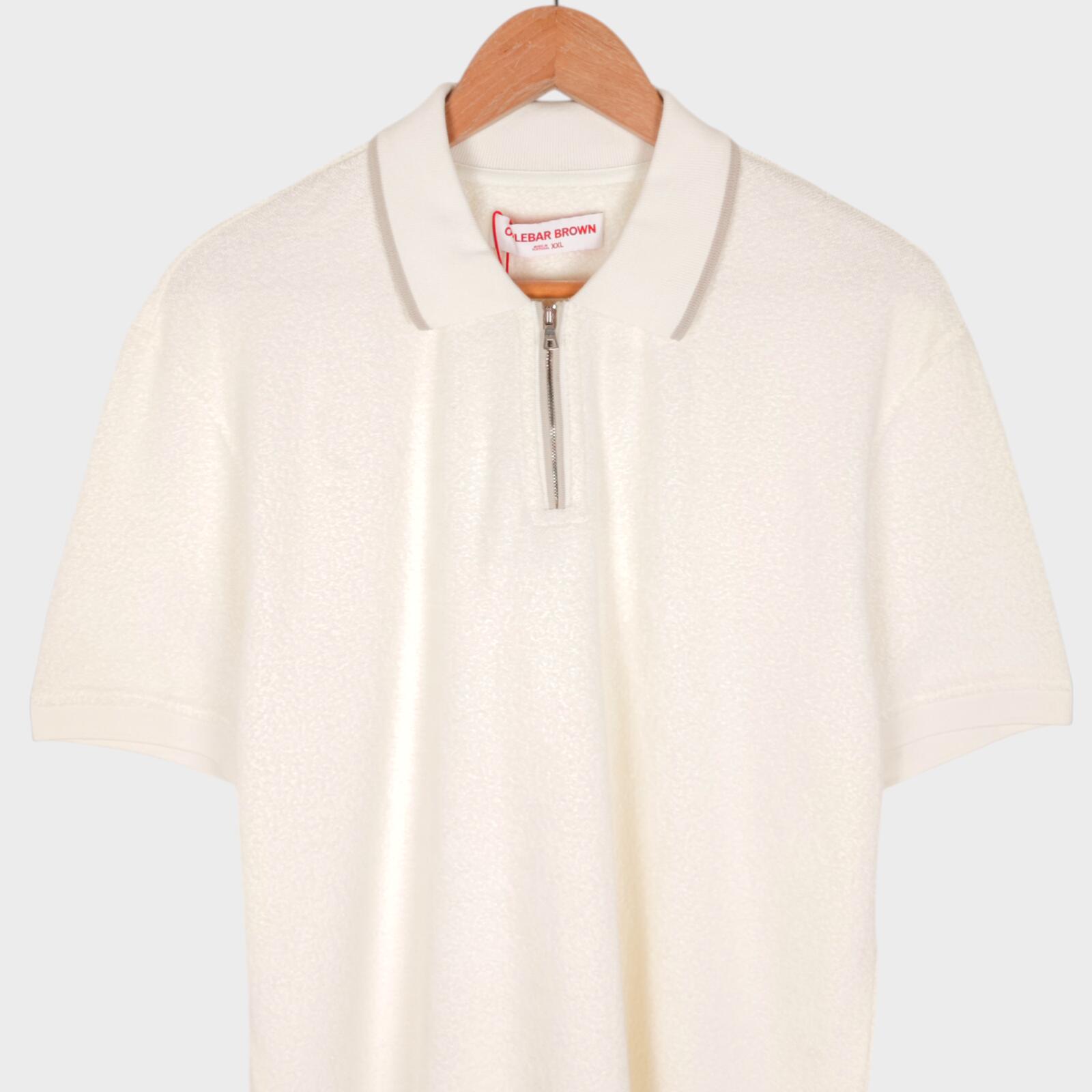 ORLEBAR BROWN Men's White Sand Jarrett Zip Towelling Polo Shirt
