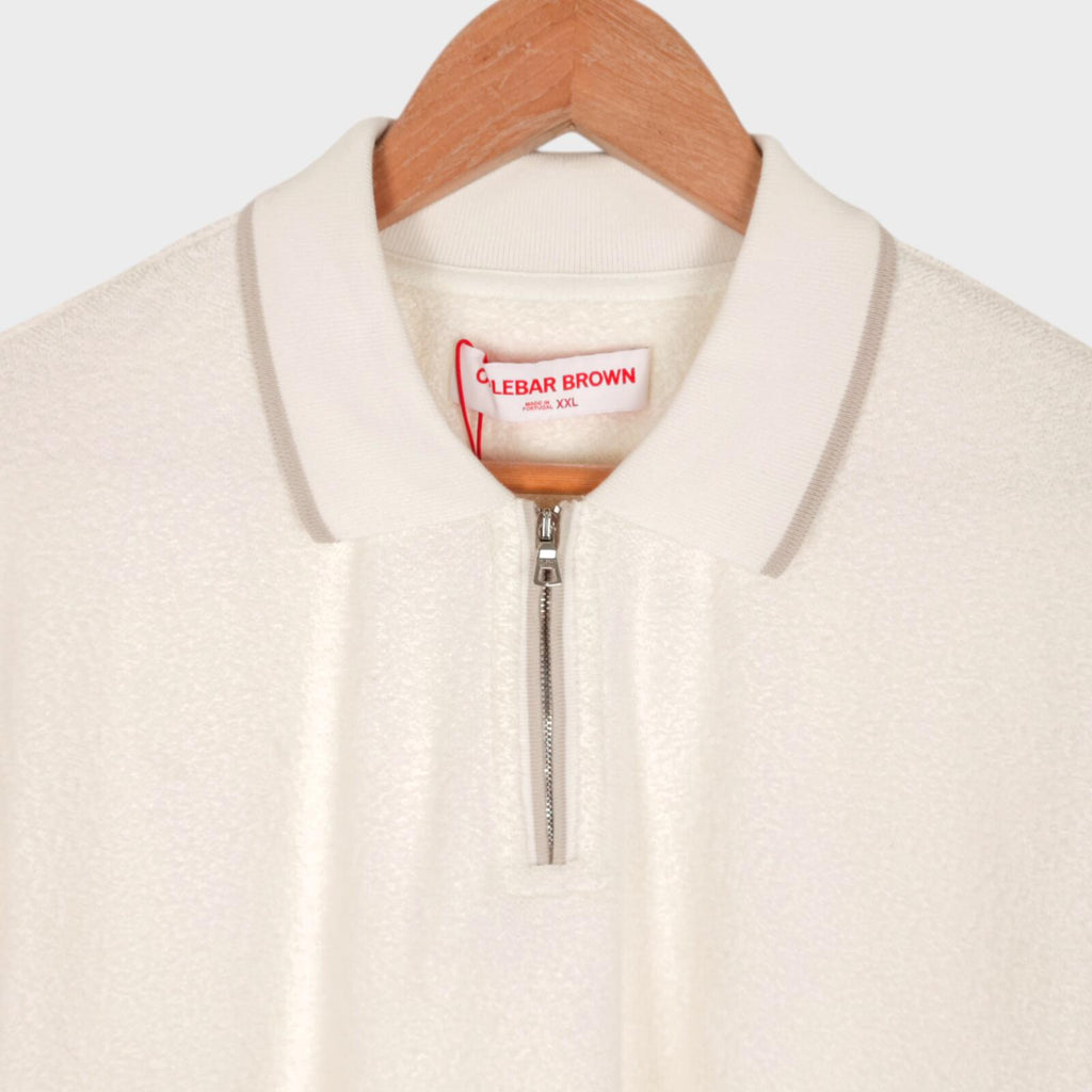 ORLEBAR BROWN Men's White Sand Jarrett Zip Towelling Polo Shirt