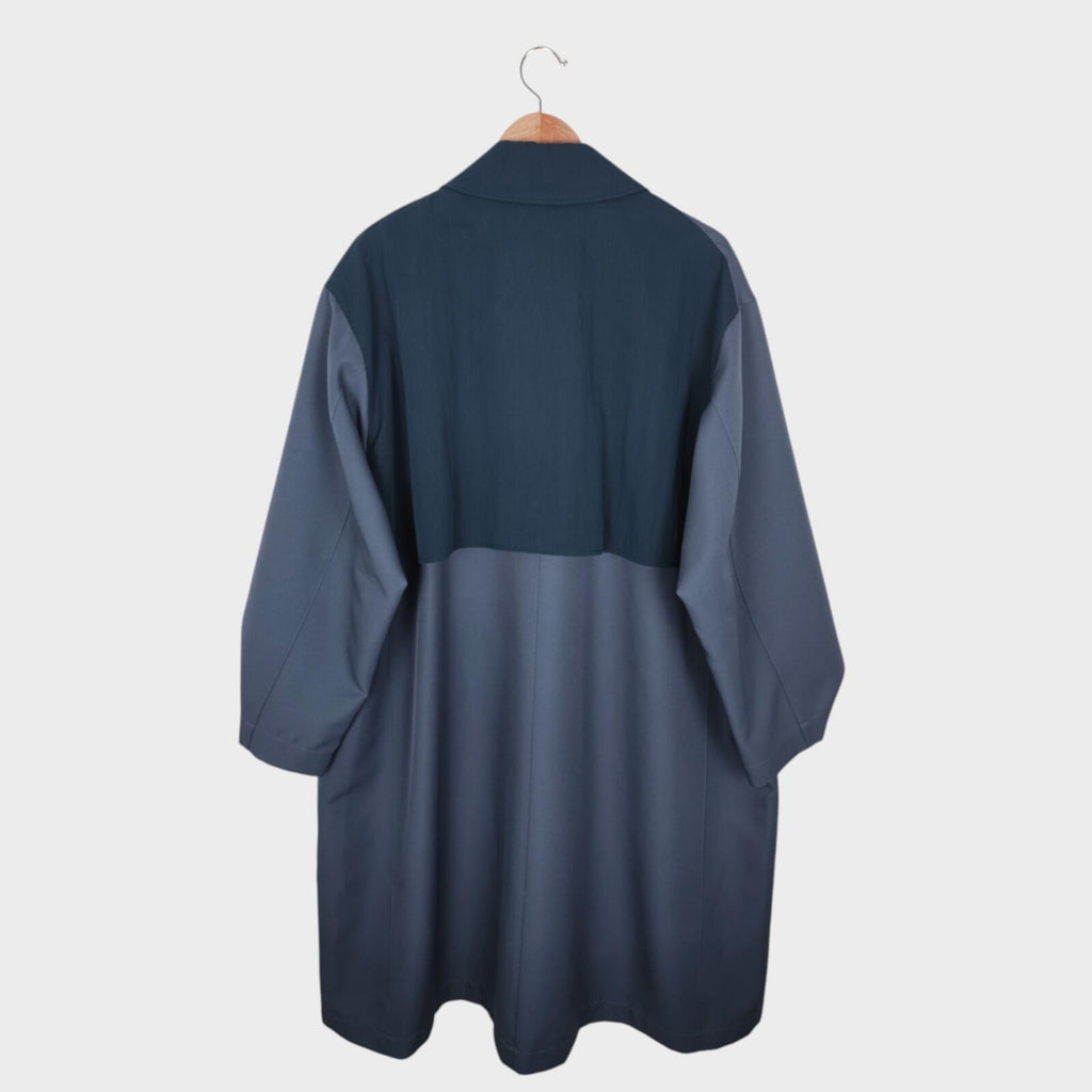 PUBLIC TOKYO Men's Slate Blue Made in Japan Multi Gun Flap Coat