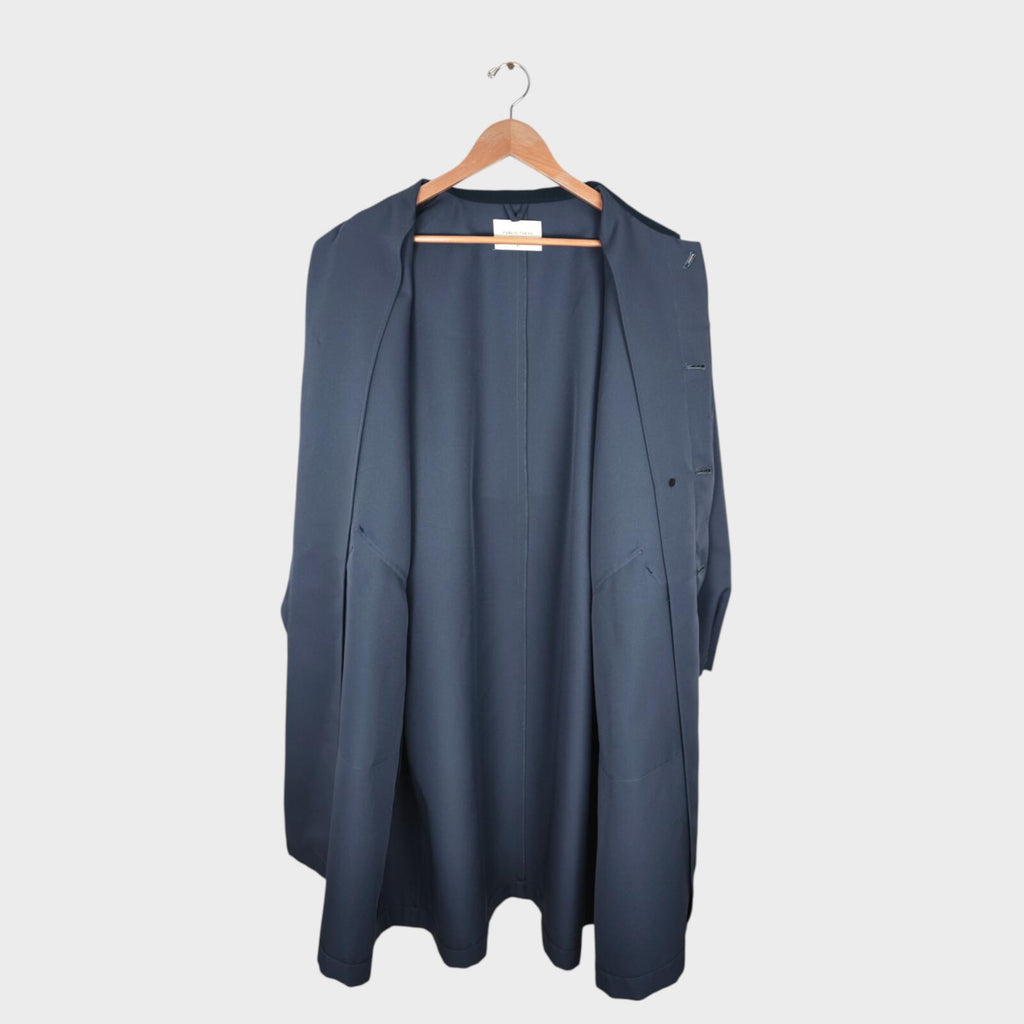 PUBLIC TOKYO Men's Slate Blue Made in Japan Multi Gun Flap Coat