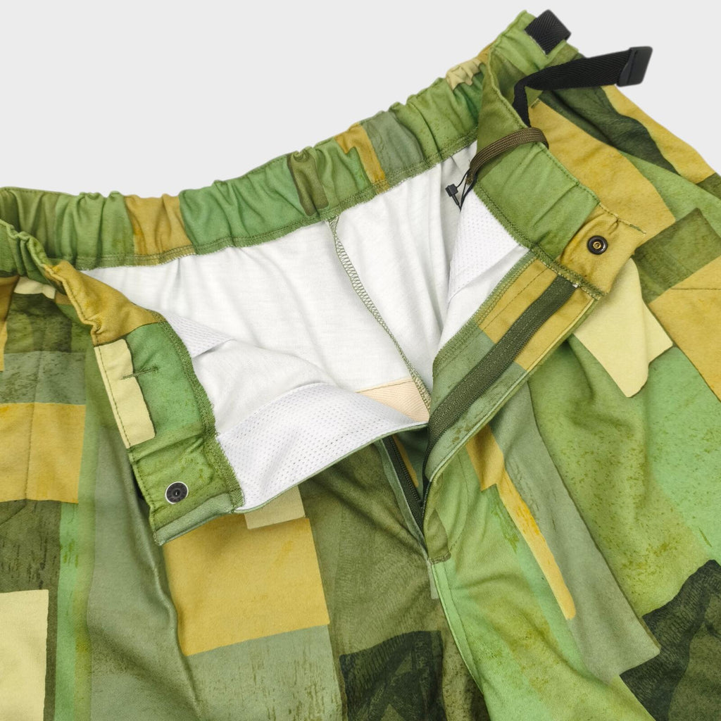 NORBIT BY HIROSHI NOZAWA Men's Green Geometric Print Aloha Shorts