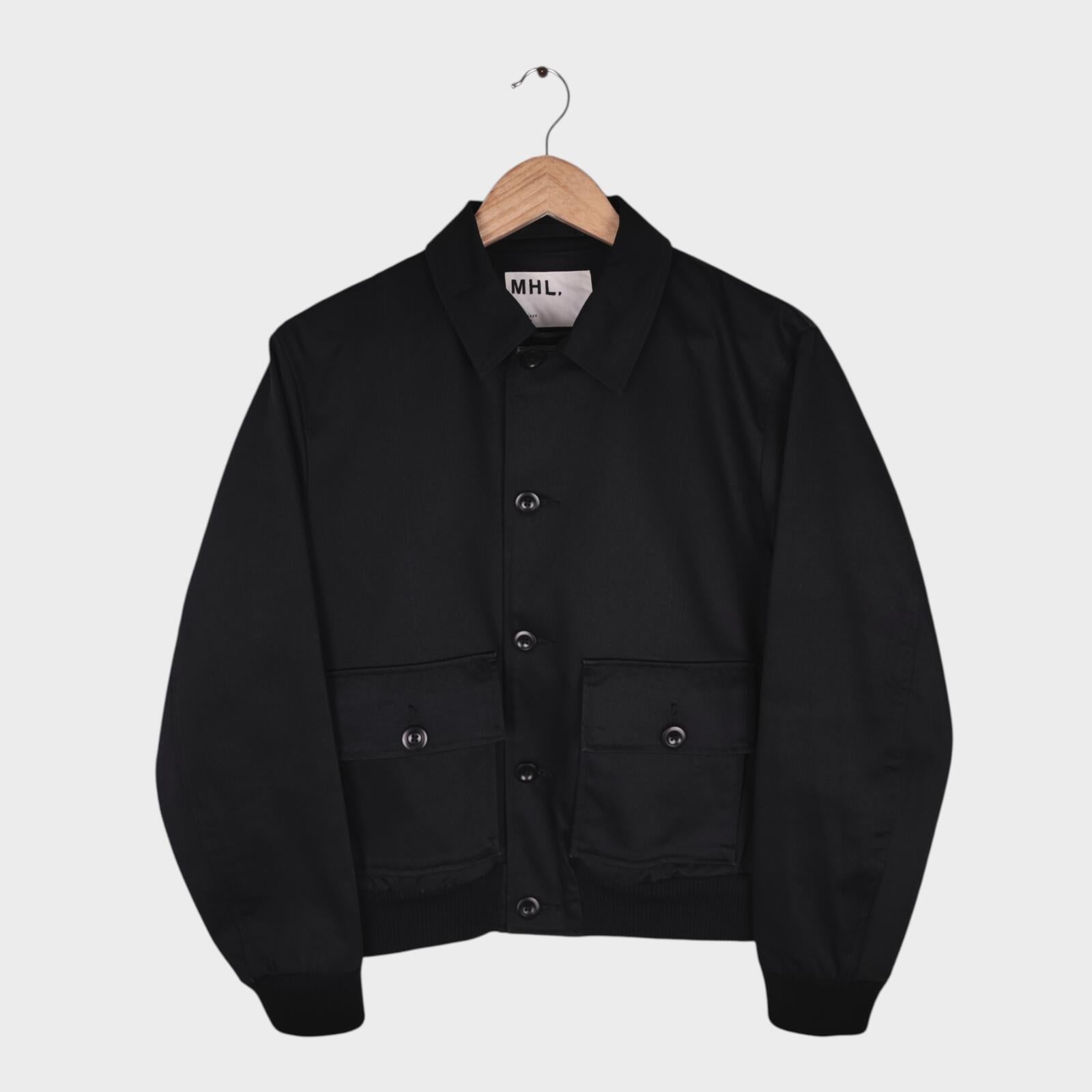 MHL MARGARET HOWELL Men's Black Cropped Cotton Twill Bomber Jacket