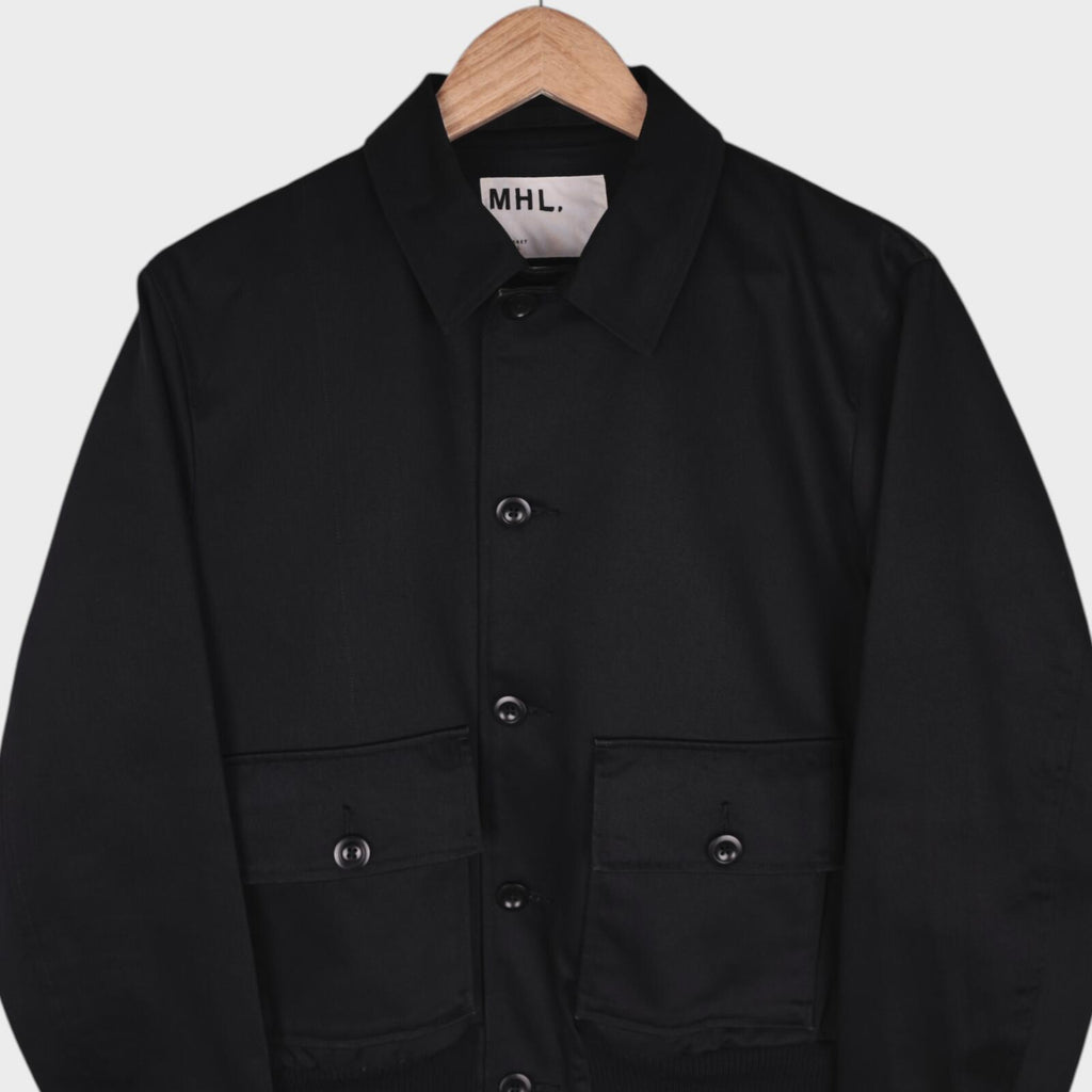 MHL MARGARET HOWELL Men's Black Cropped Cotton Twill Bomber Jacket