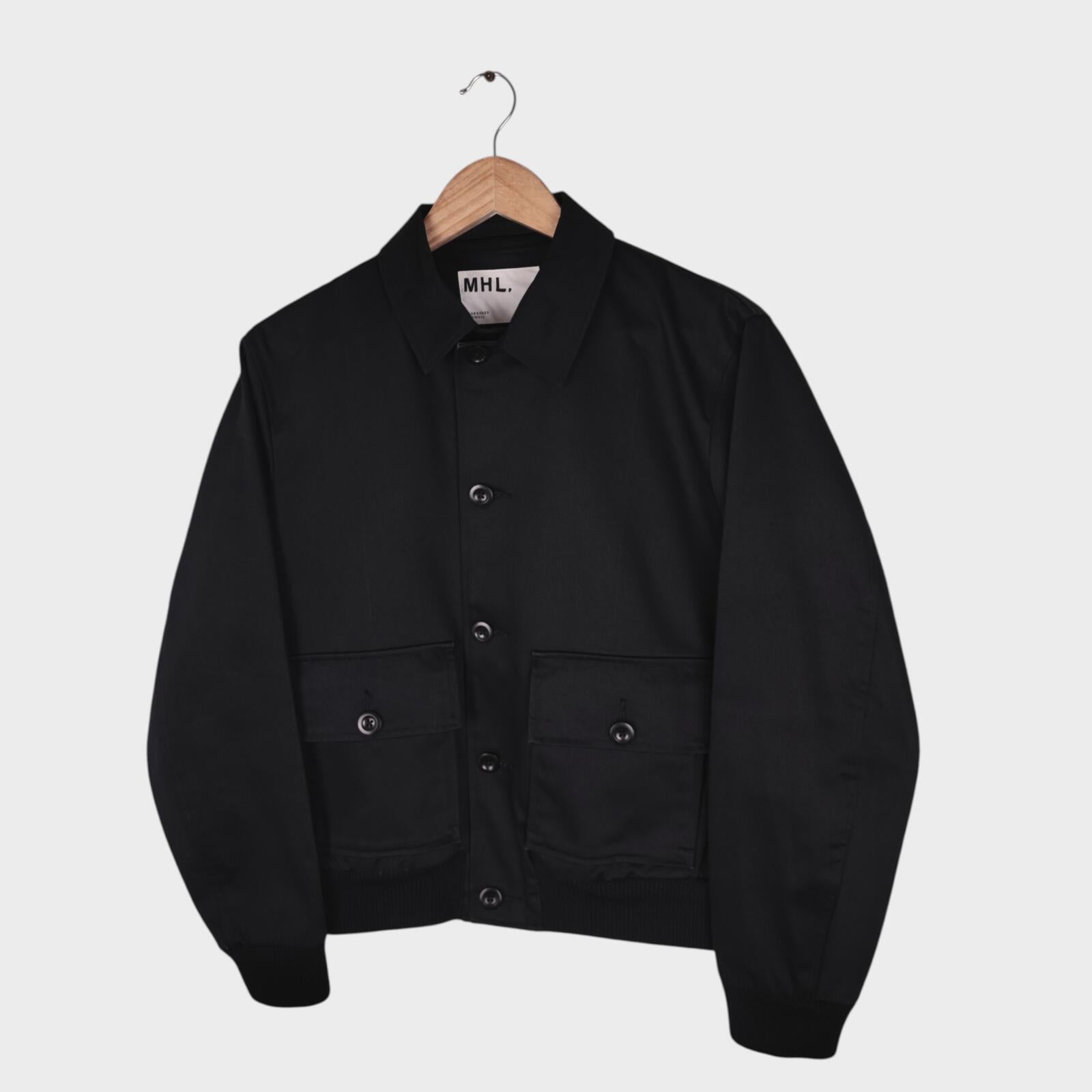 MHL MARGARET HOWELL Men's Black Cropped Cotton Twill Bomber Jacket