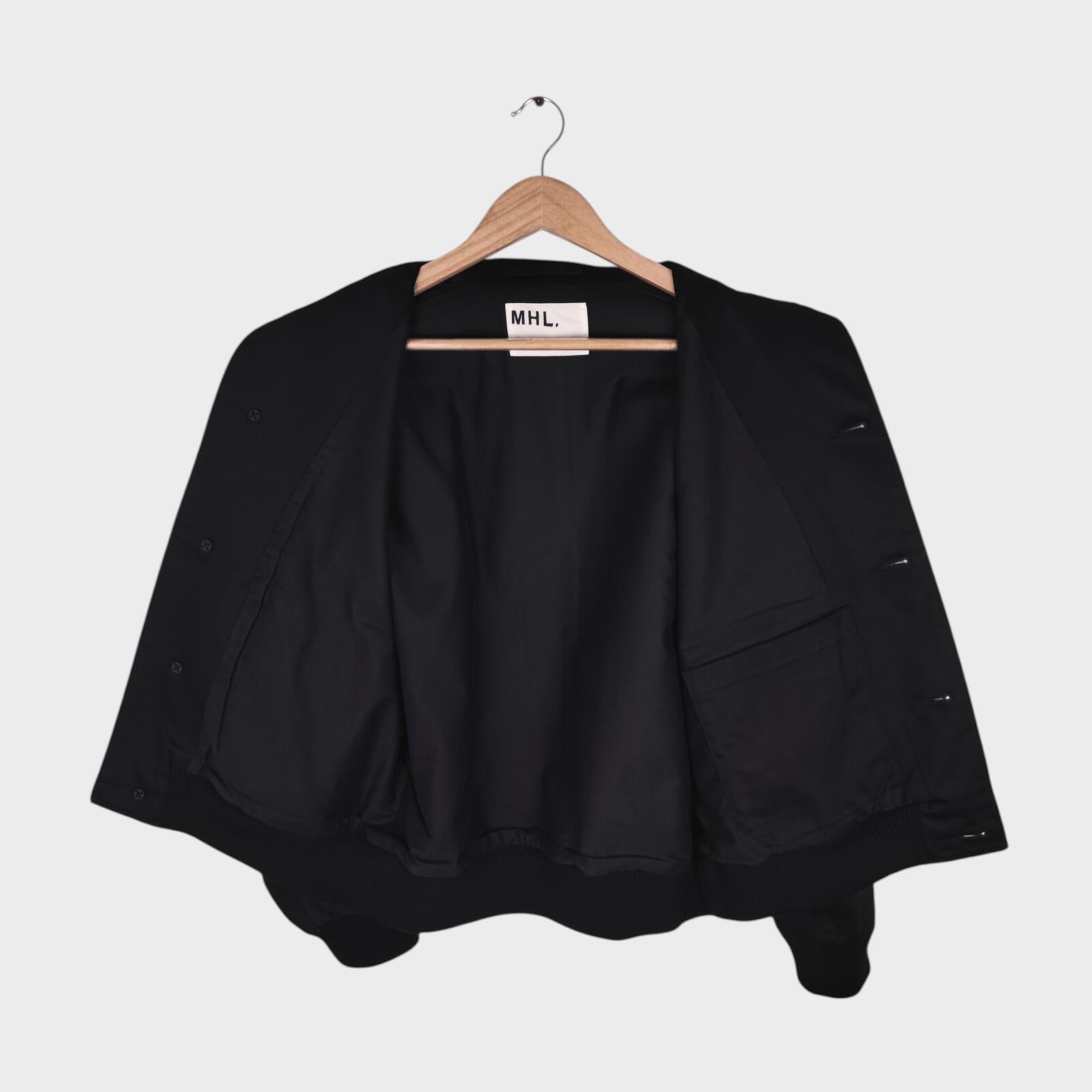 MHL MARGARET HOWELL Men's Black Cropped Cotton Twill Bomber Jacket