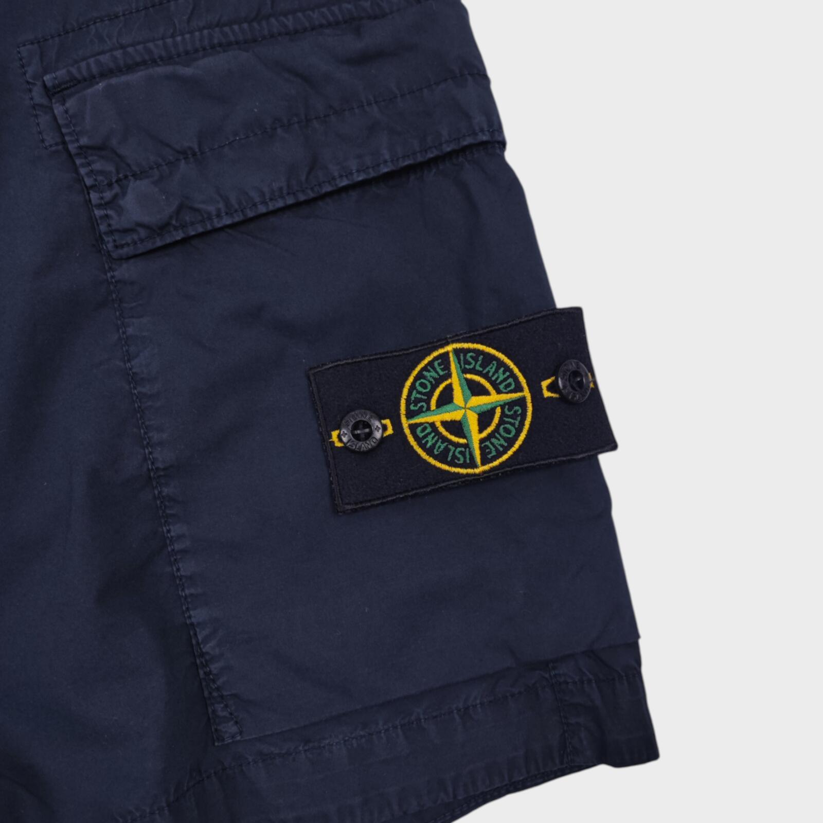 STONE ISLAND Men's Navy Blue Garment Dyed Detachable Badge Cargo Shorts
