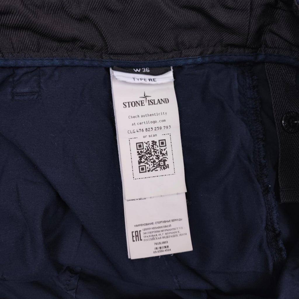 STONE ISLAND Men's Navy Blue Garment Dyed Detachable Badge Cargo Shorts