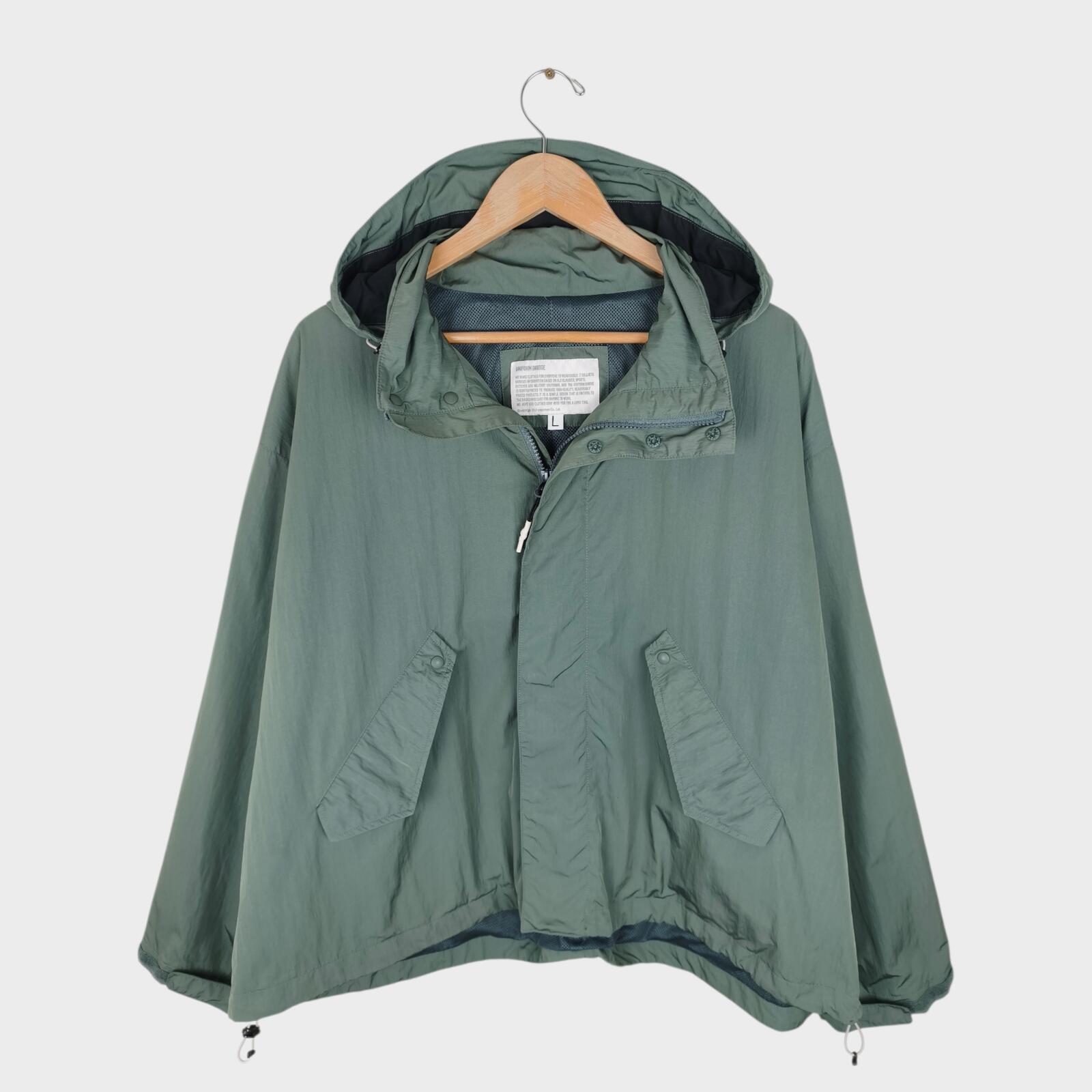 UNIFORM BRIDGE Men's Green Boxy Fit Parka Jacket